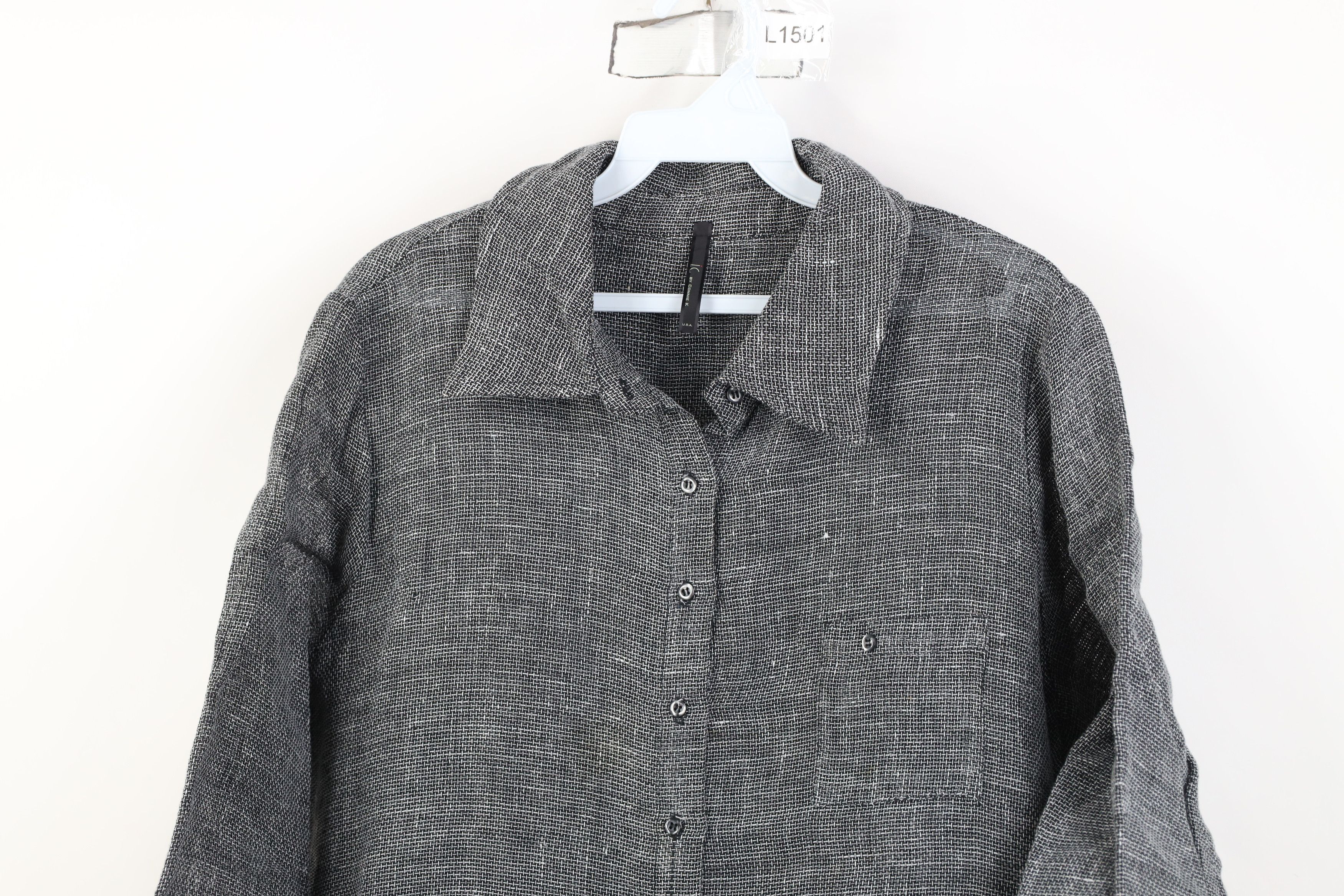 Vintage Vintage 90s Lagenlook Linen Weave Collared Button Shirt USA Size M / US 6-8 / IT 42-44 - 2 Thumbnail