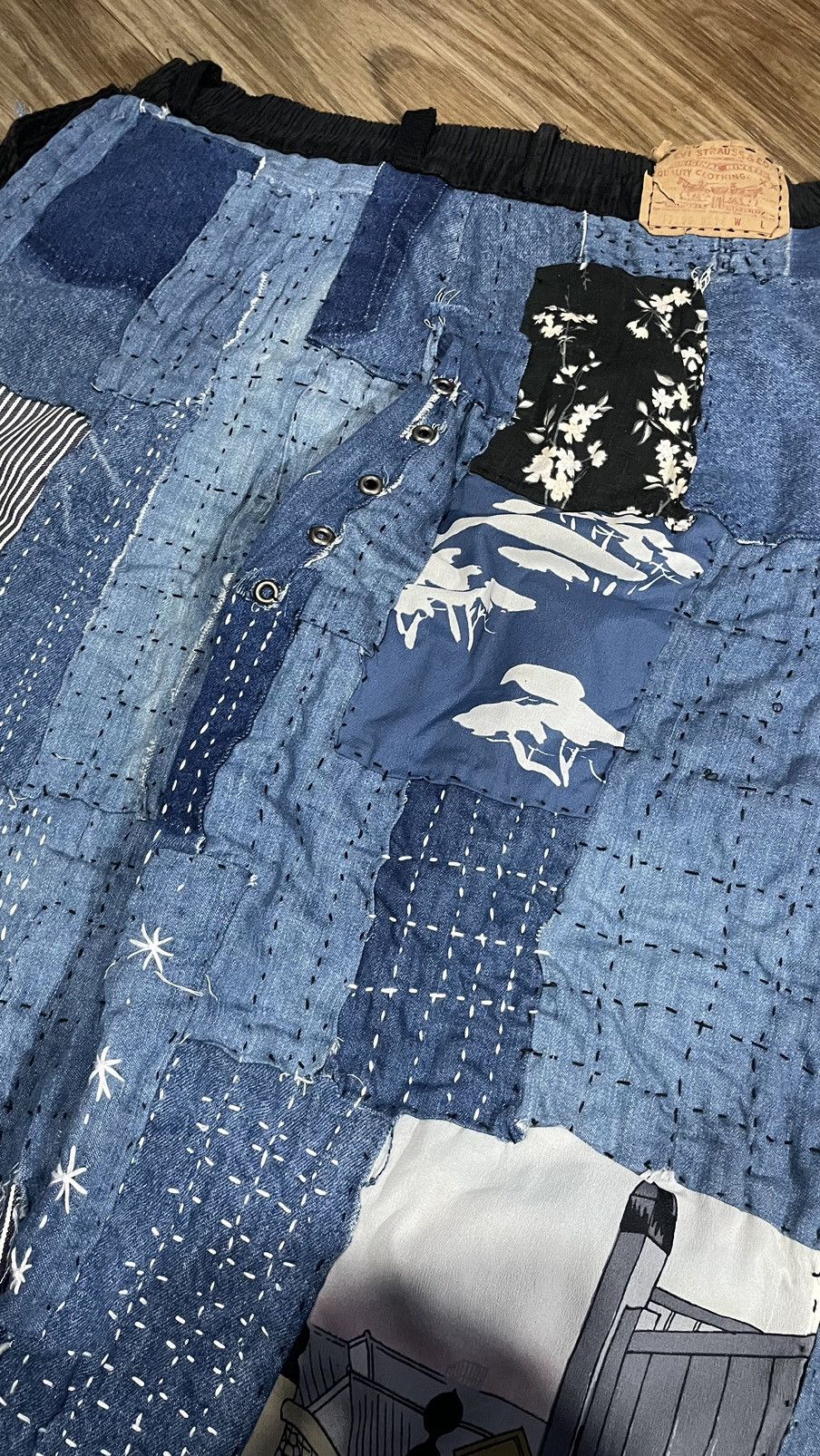 Handmade Sashiko Boro wide leg Handmade Japan USA Fabric Size US 34 / EU 50 - 5 Thumbnail