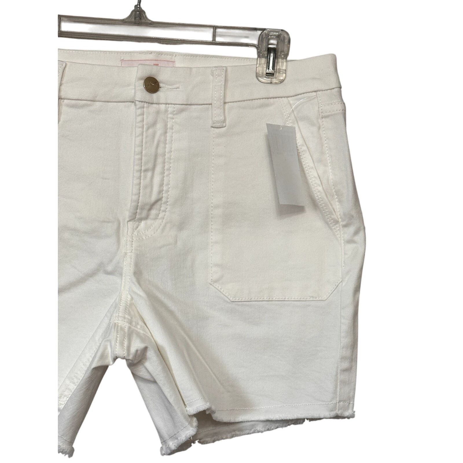 Other Jen7 Mid Rise Jean Shorts Frayed Hem Cream Women's 6 NWT Size 28" / US 6 / IT 42 - 3 Thumbnail