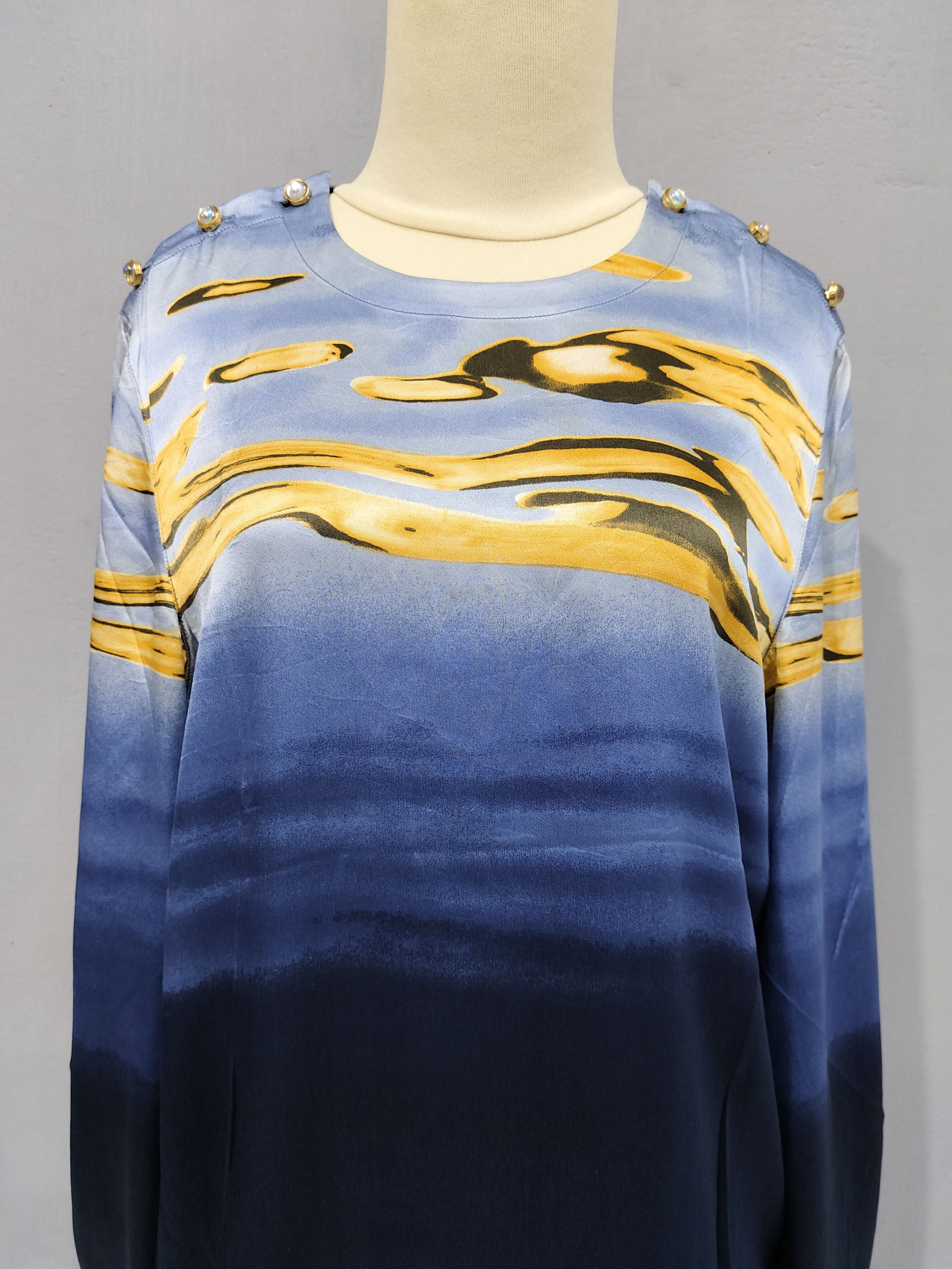 Escada RARE 💥Vtg Escada💥 Sea Gradation Colour Silk Blouses Size L / US 10 / IT 46 - 2 Thumbnail