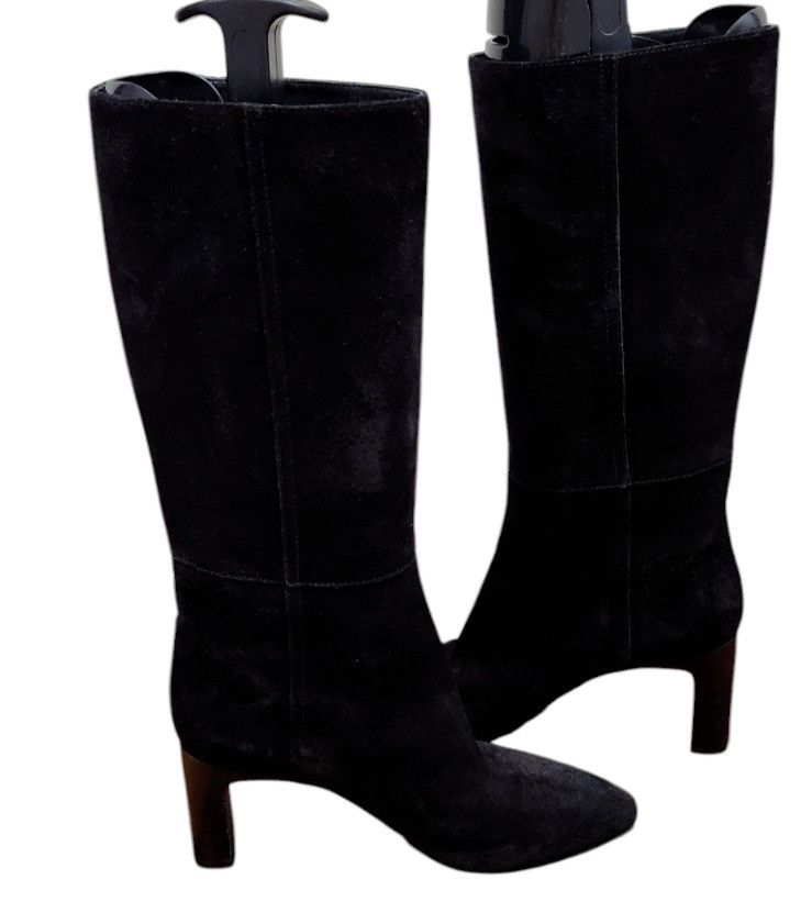 Longchamp Longchamp Roseau Heeled boots Black suede leather Bamboo Size US 7.5 / IT 37.5 - 6 Thumbnail