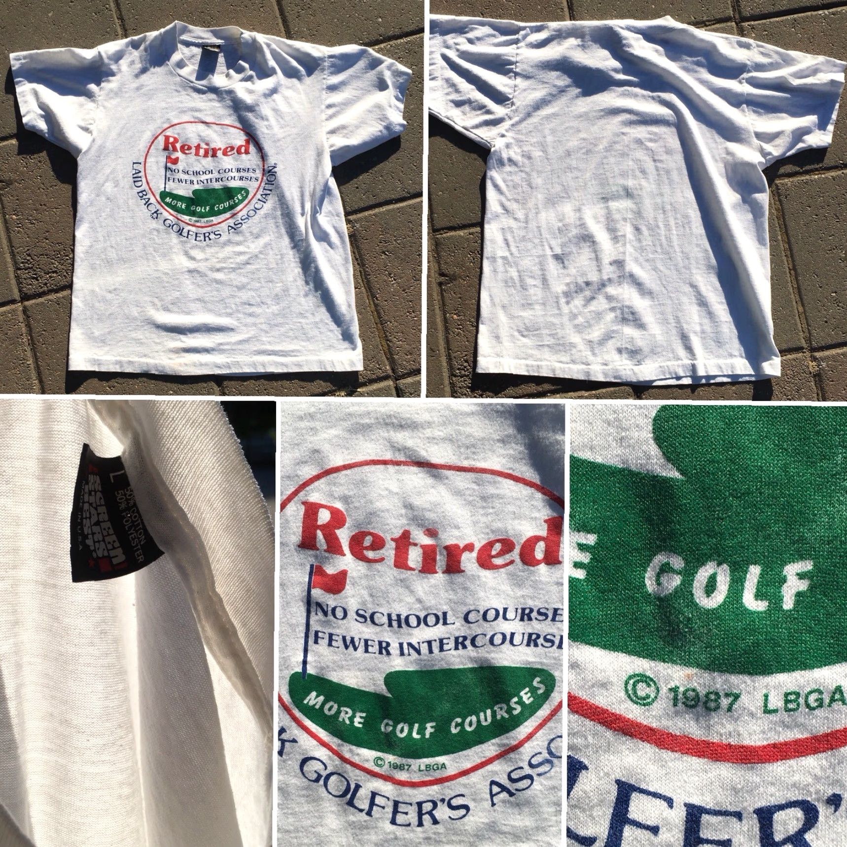 Vintage VINTAGE Laid Back Golfers Association T Shirt LBGA c 1987 White Men L Screen Stars Vintage Golf Shirt Size US L / EU 52-54 / 3 - 2 Thumbnail