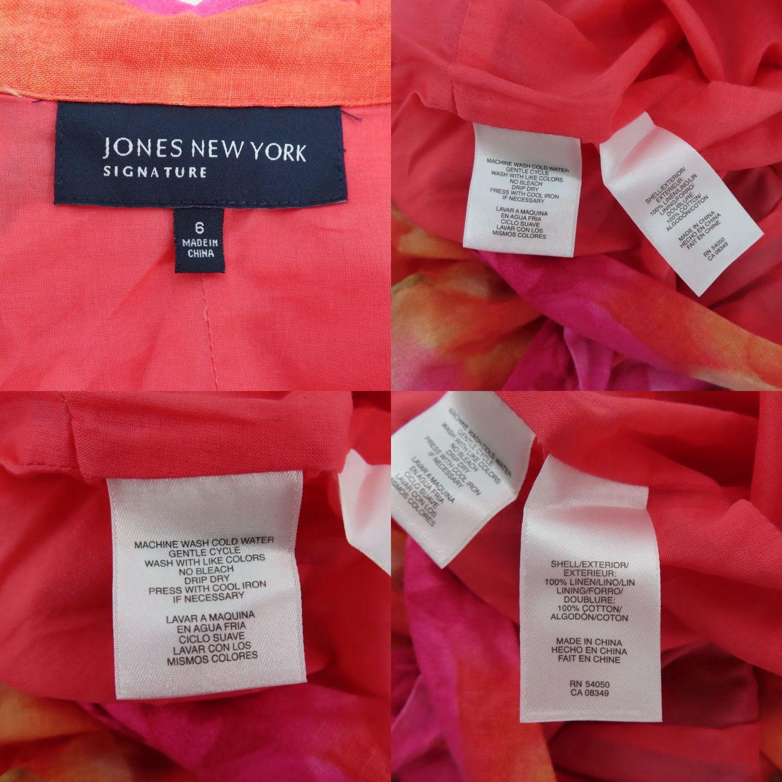 Jones New York Jones New York Women Dress Sundress Linen Floral Sleeveless Orange Pink Collar Knee Length Size 6 Size M / US 6-8 / IT 42-44 - 8 Thumbnail