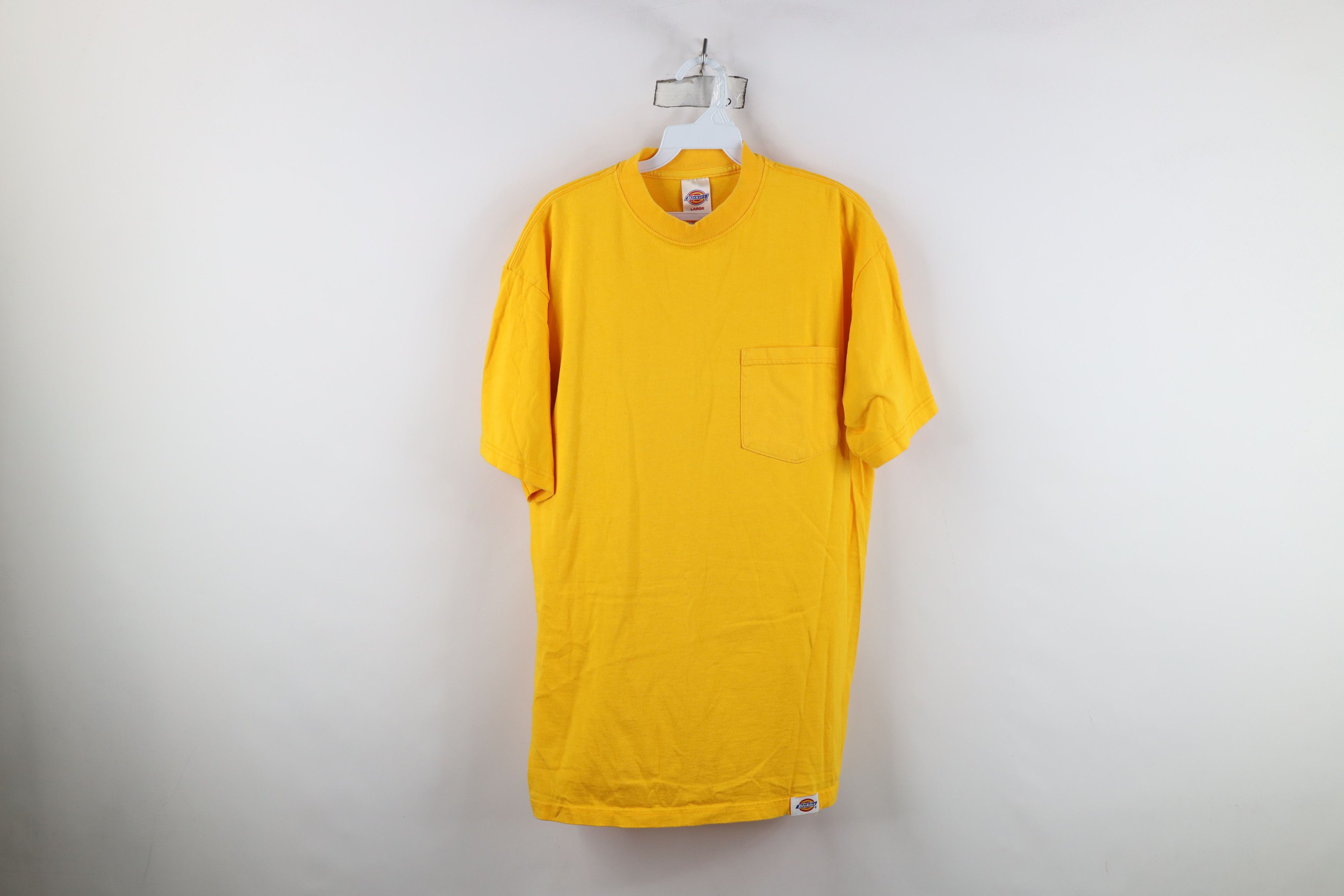 Dickies Vintage 90s Dickies Spell Out Pocket T-Shirt Yellow Cotton Size US L / EU 52-54 / 3 - 1 Thumbnail
