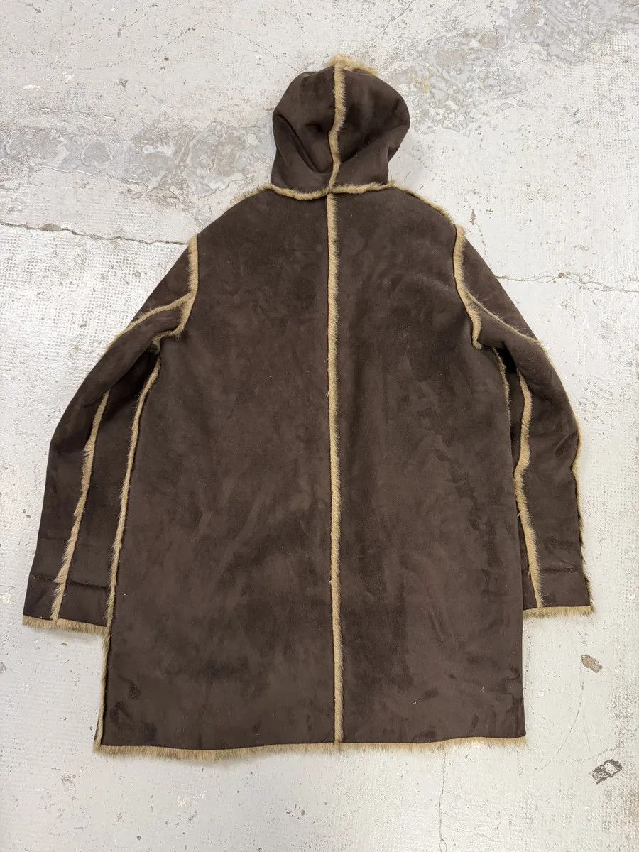 Balmain Balmain Beige Faux Fur & Brown Leather Reversible Hooded Coat Size US L / EU 52-54 / 3 - 4 Thumbnail