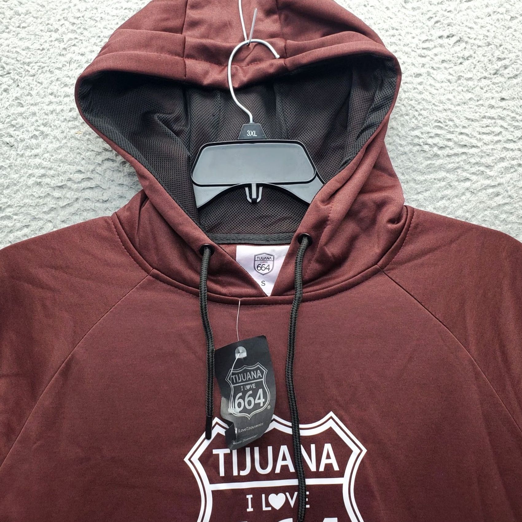 Vintage I Love 664 Tijuana Hoodie Men Small Burgundy Fleece Lined Long Sleeve Drawstring Size US S / EU 44-46 / 1 - 5 Thumbnail