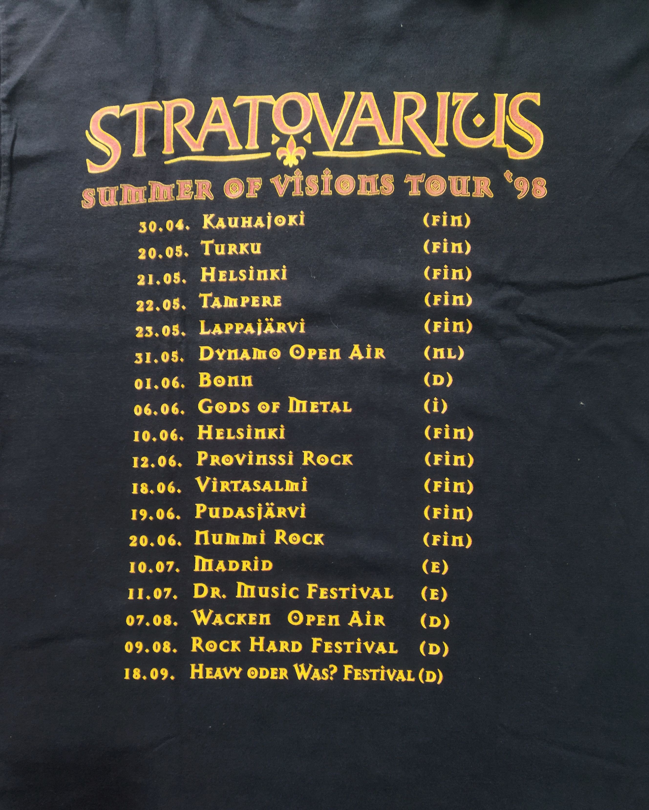 Band Tees Vintage tour 1998 STRATOVARIUS Size US XL / EU 56 / 4 - 5 Thumbnail