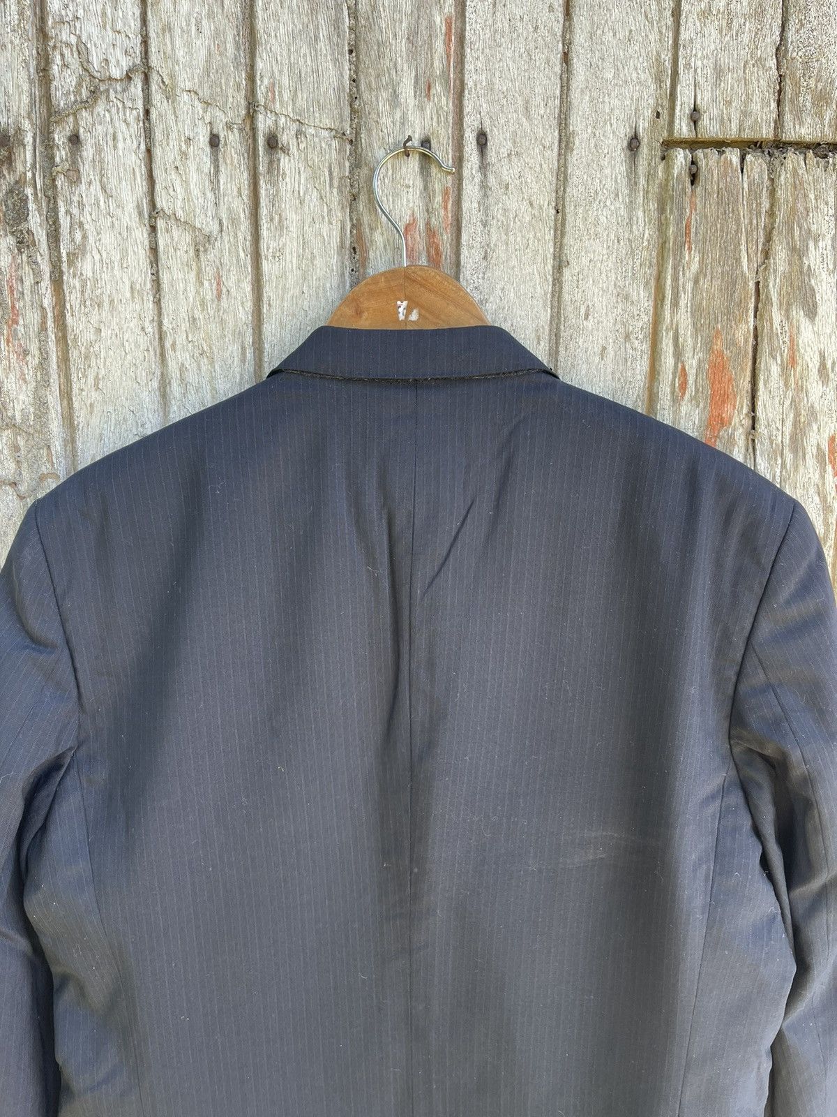 Kansai Yamamoto SISSY by Kansai Yamamoto Black Pinstripe Blazer Vintage 1990 Size 42R - 6 Thumbnail