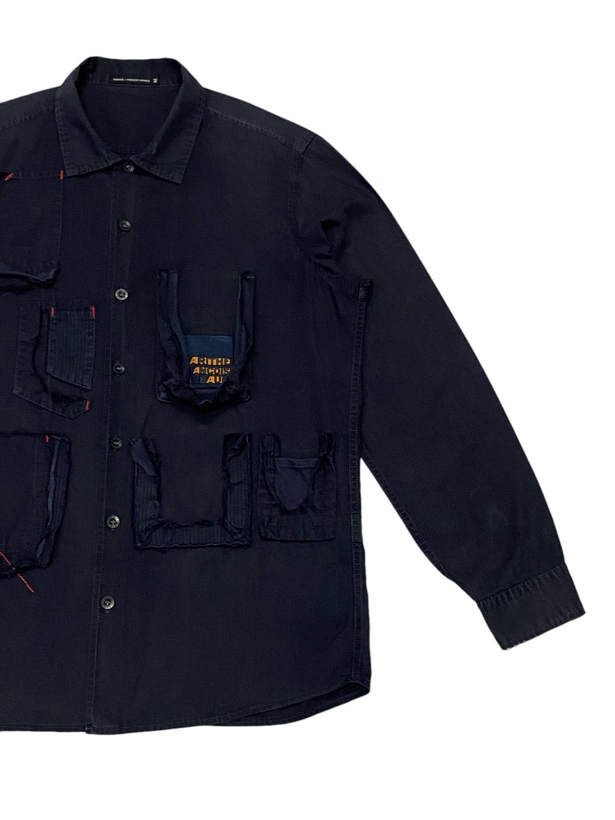 Japanese Brand × Marithe + Francois Girbaud × Vintage Vtg Marithe Francois Girbaud Ripped Pocket Button Ups Shirt Size US M / EU 48-50 / 2 - 7 Thumbnail