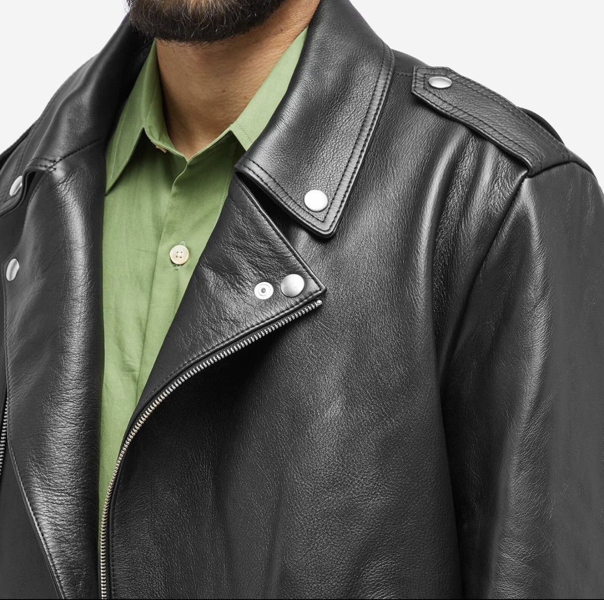 A.P.C. × JW Anderson A.P.C. x JW Anderson Morgan Leather Biker Jacket Black- NEW Size US XXL / EU 58 / 5 - 2 Thumbnail