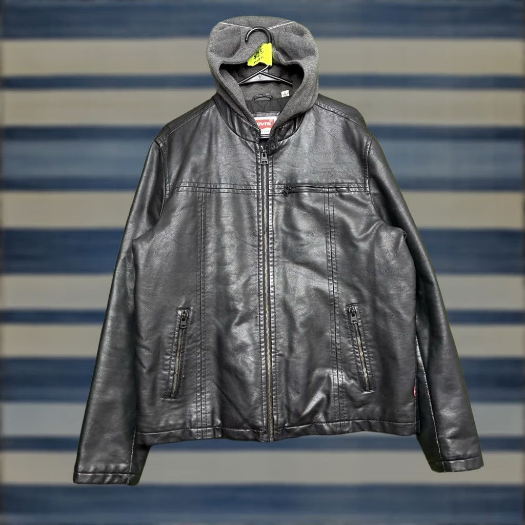 Levi's Levi's Leather Jacket Mens L Black Motorcycle Zip Hooded Quilted Lined Vintage No Size US L / EU 52-54 / 3 - 1 Thumbnail