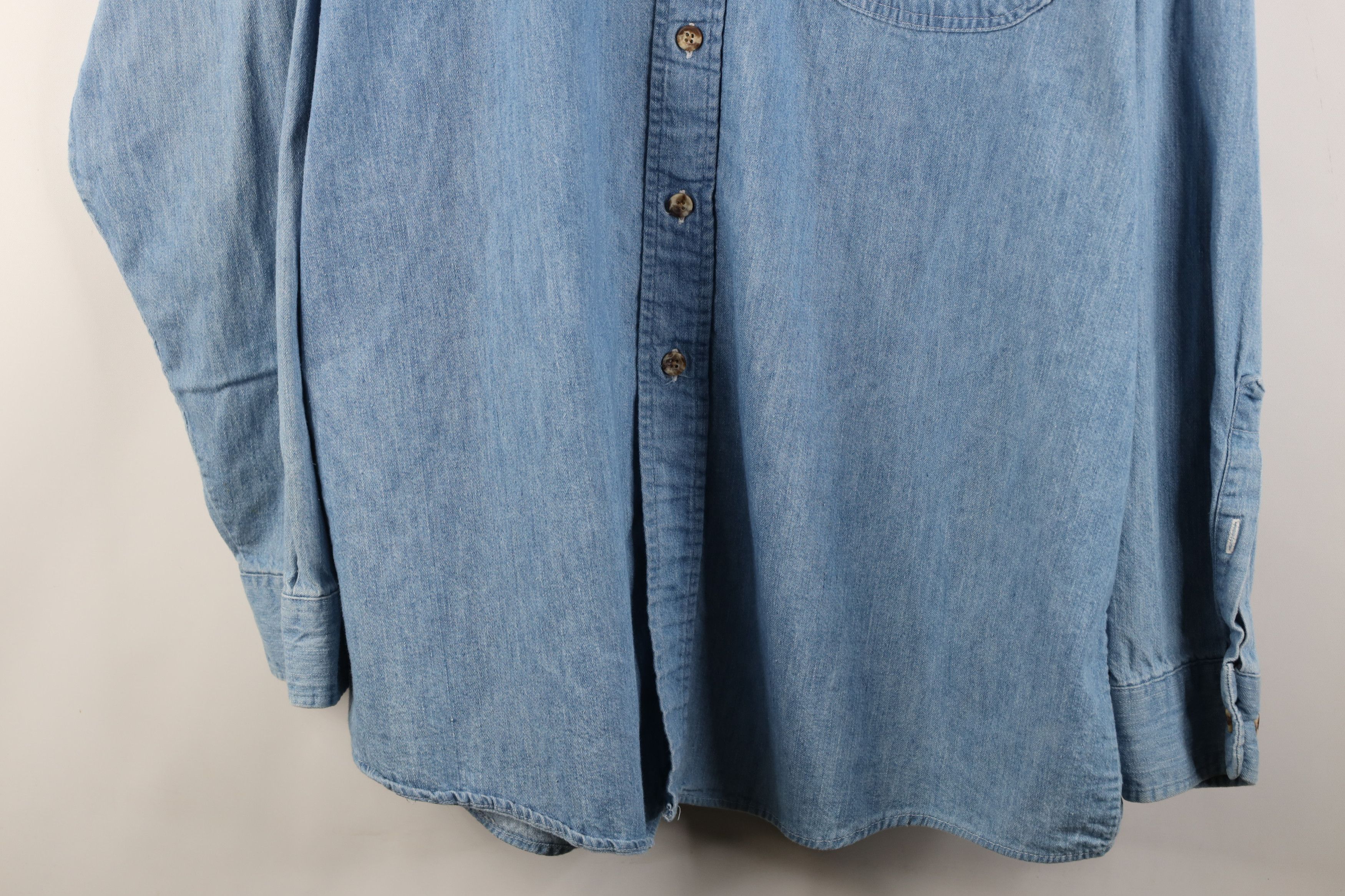 Vintage Vintage 90s Plumbers Union Denim Button Down Shirt Blue USA Size US XL / EU 56 / 4 - 3 Thumbnail
