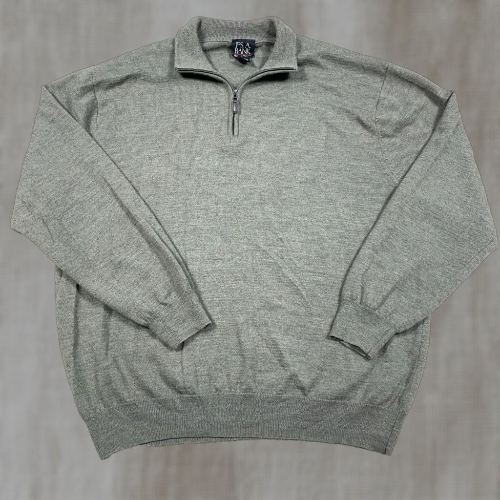 Jos. A. Bank Jos A Bank Sweater Men's 2XL Olive Green Merino Wool Pullover 1/4 Zip Knit Solid Long Sleeve Mock Neck Casual Business Travel Size US XXL / EU 58 / 5 - 1 Thumbnail