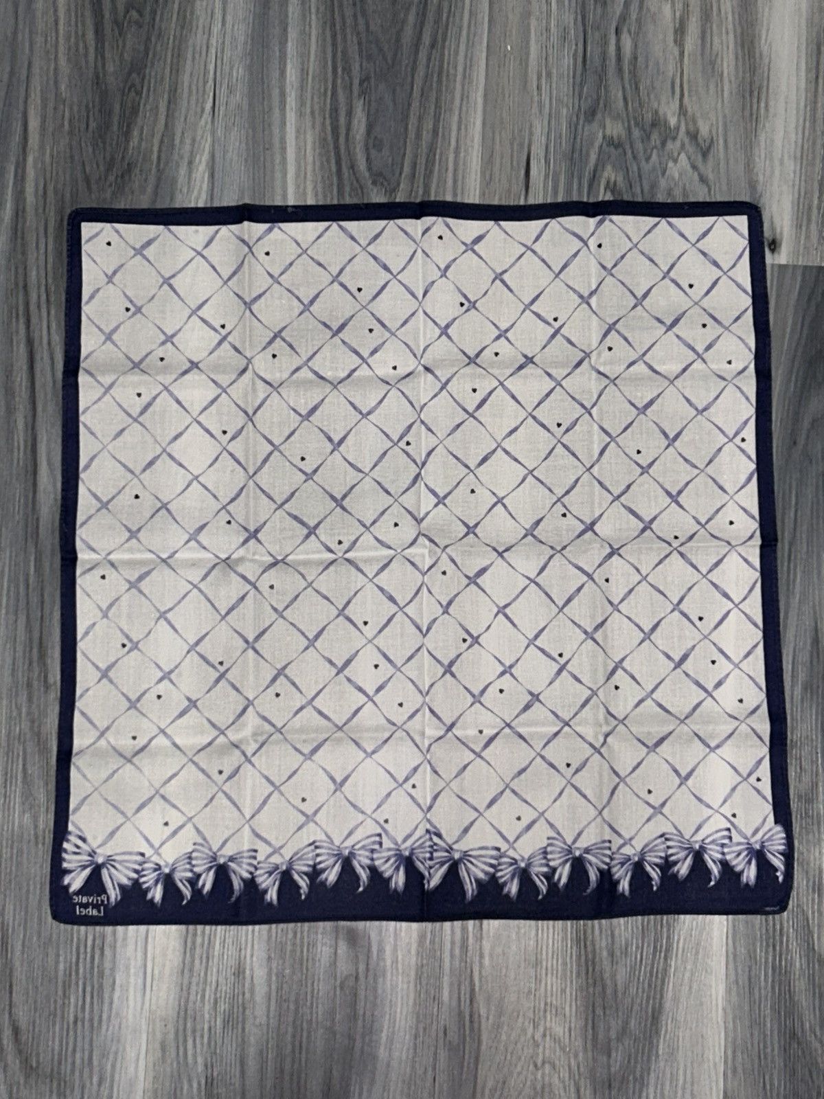 Other Vintage Private Label Blue Heart Ribbon Cotton Handkerchief Size ONE SIZE - 9 Thumbnail