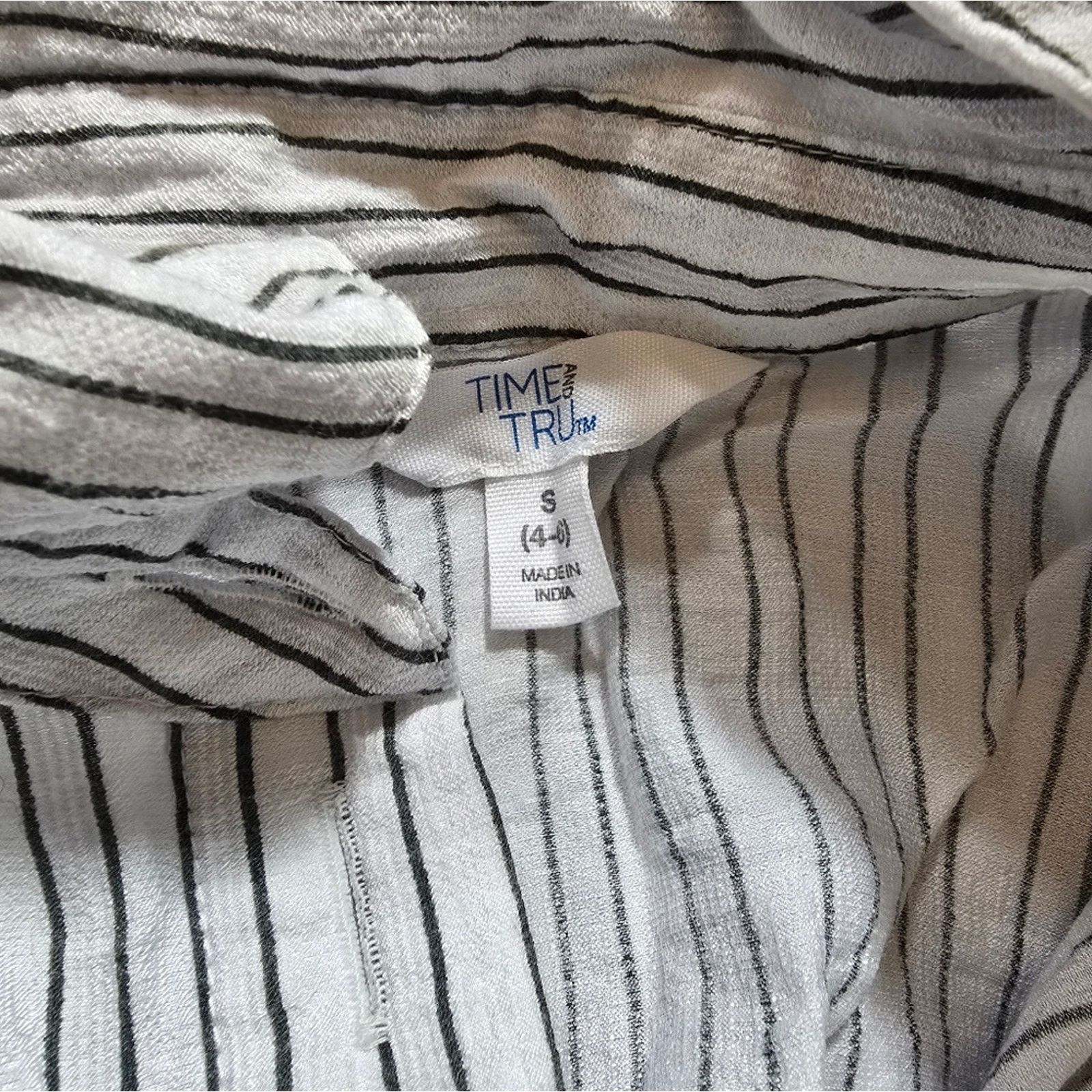 Other White Black Striped T&T Button Blouse Size S / US 4 / IT 40 - 3 Thumbnail