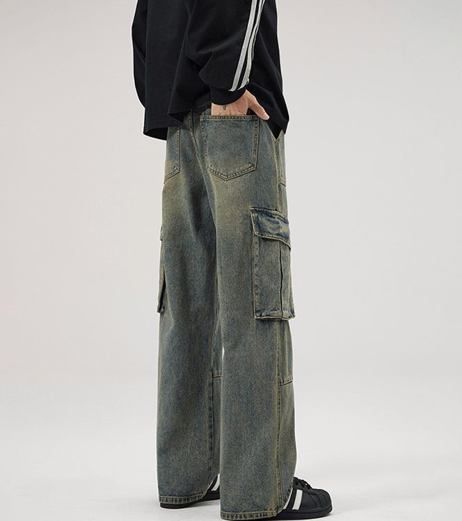 Japanese Brand × Jean Vintage washed multi-pocket straight loose cargo jeans Size US 32 / EU 48 - 5 Thumbnail