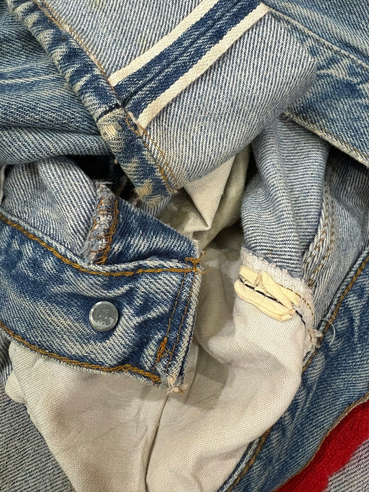 Levi's Vintage 70s Levis 501 Selvedge Hippie Baggy Jeans Button 524 Size US 33 - 10 Thumbnail