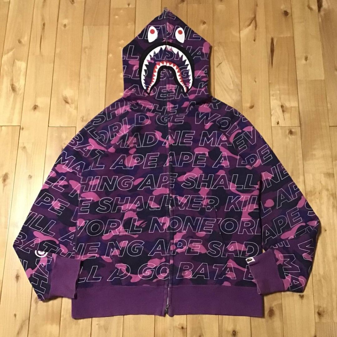 Bape BAPE TEXT COLOR CAMO Shark Full Zip Hoodie Camo Purple Camo Size US XL / EU 56 / 4 - 1 Thumbnail