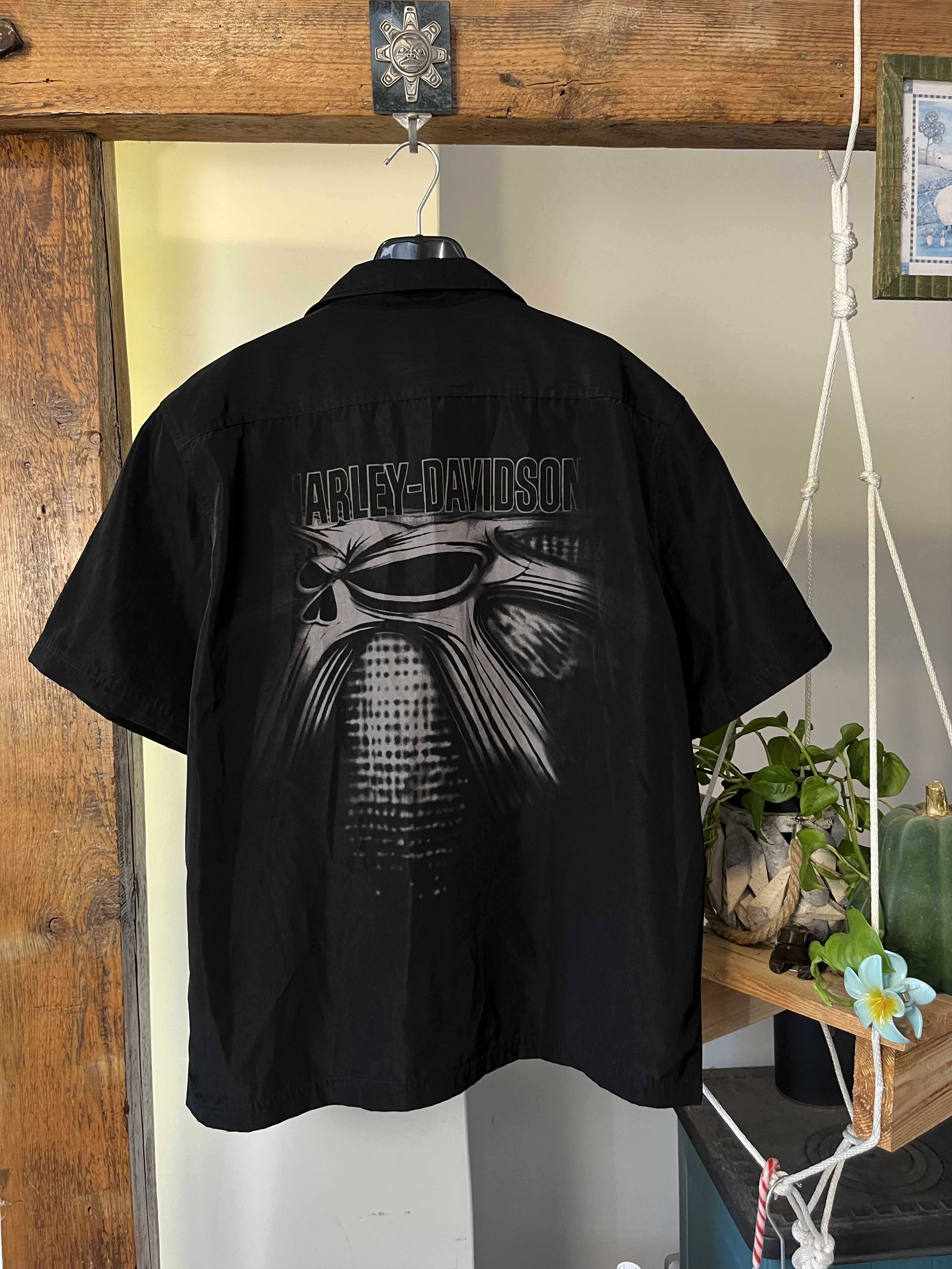 Harley Davidson × Vintage Vintage y2k Harley Davidson Big Skull Bike Tattoo USA Shirt Size US L / EU 52-54 / 3 - 1 Thumbnail