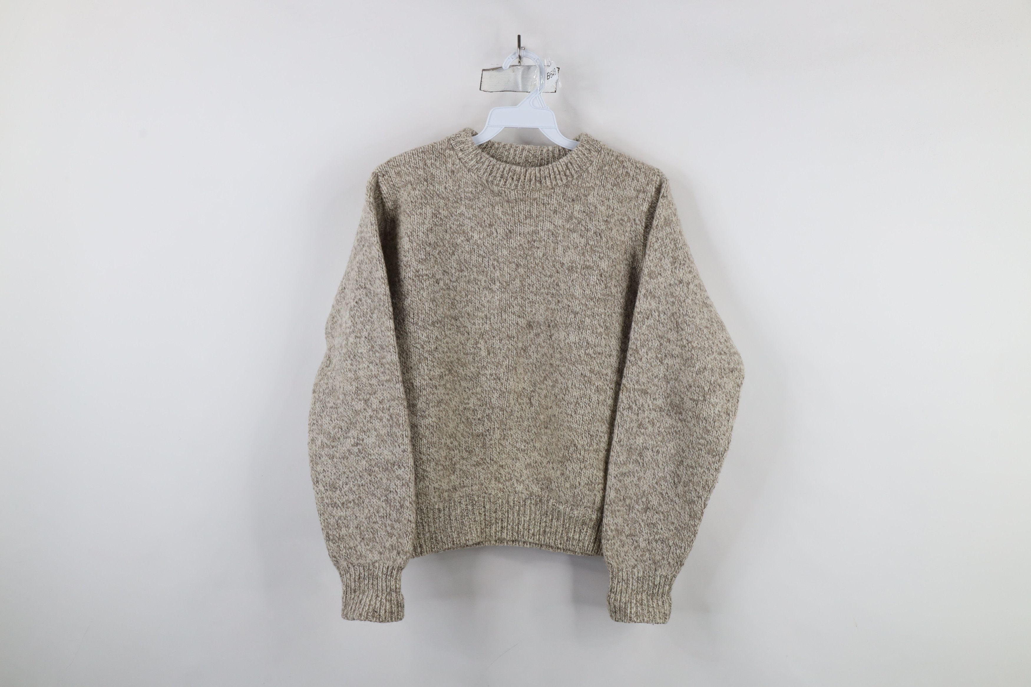 Lands' End × Vintage Vintage 90s Lands End Crewneck Sweater Oatmeal Brown USA Size M / US 6-8 / IT 42-44 - 1 Thumbnail