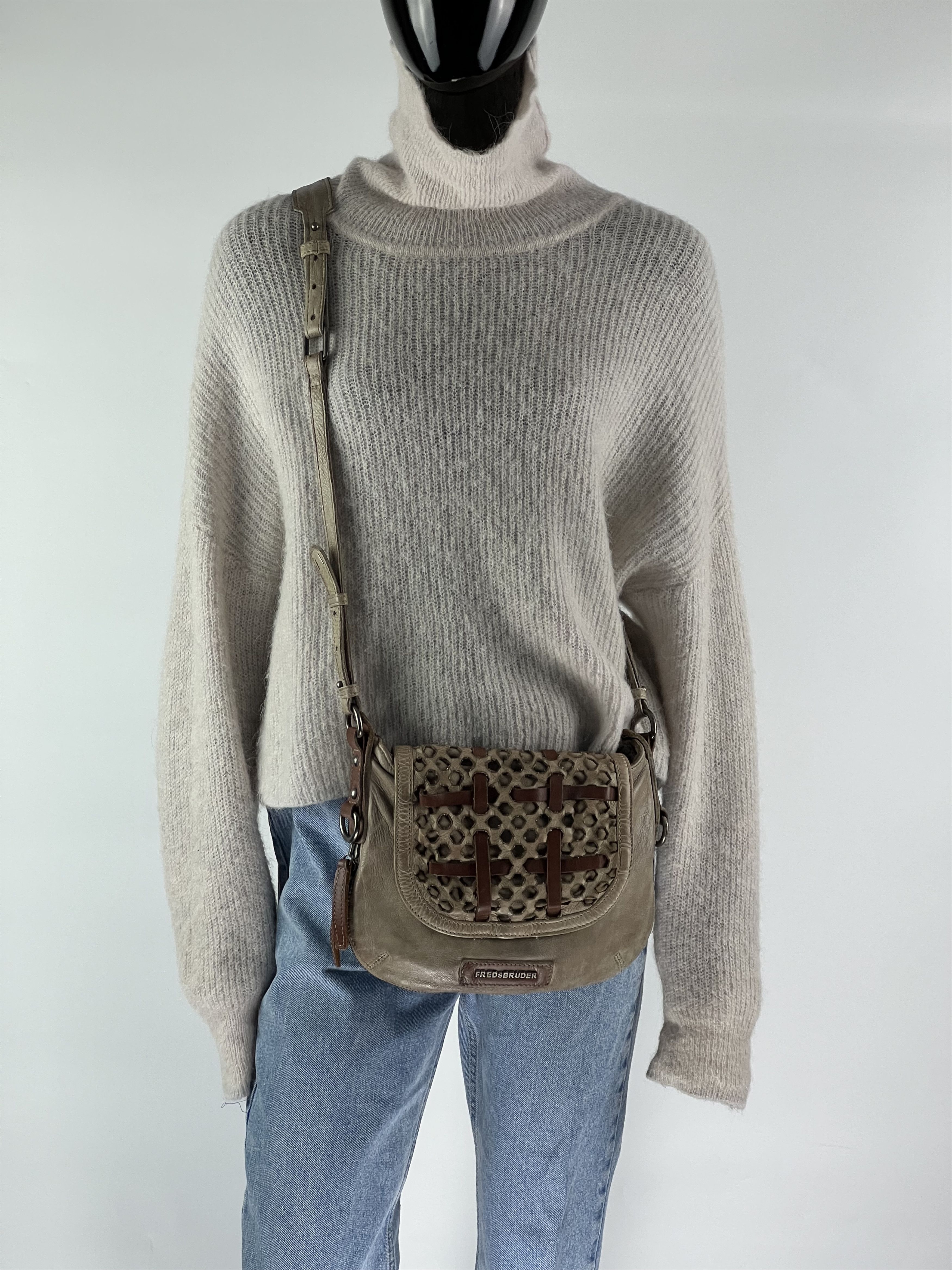 Designer Fredsbruder Brown Leather Crossbody Bag Size ONE SIZE - 2 Thumbnail