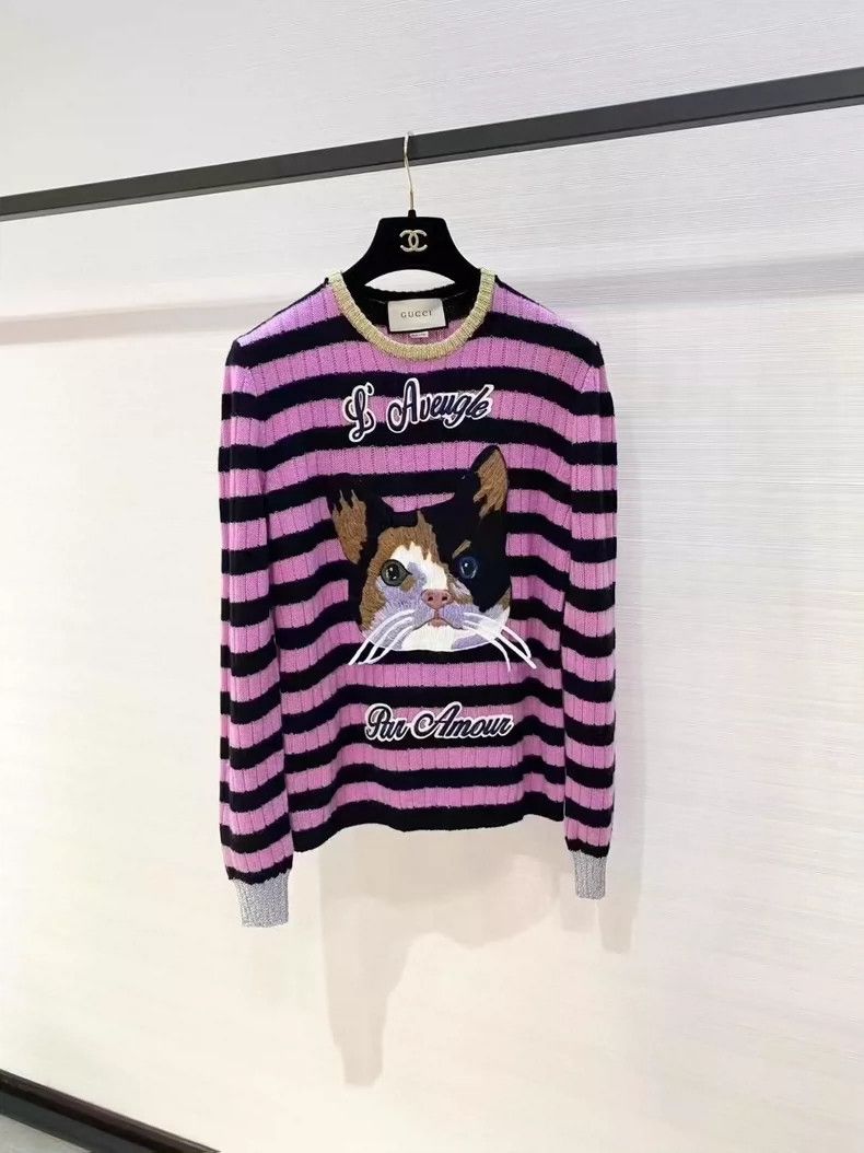 Gucci Gucci Cat Striped Knit Sweater Size M- DMC Size US M / EU 48-50 / 2 - 1 Thumbnail