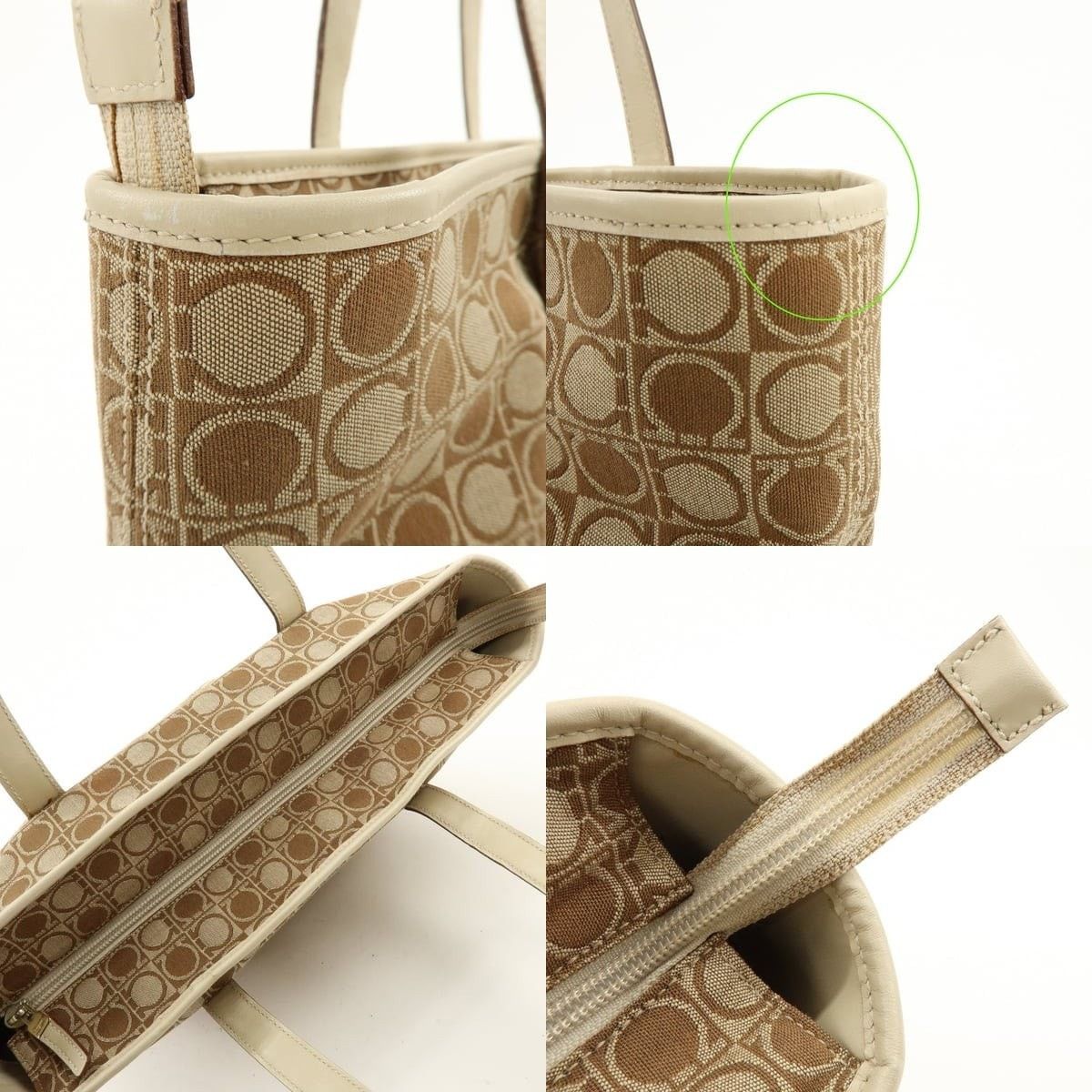 Salvatore Ferragamo Ferragamo Gancini Canvas & Leather Tote Tan Size ONE SIZE - 6 Thumbnail