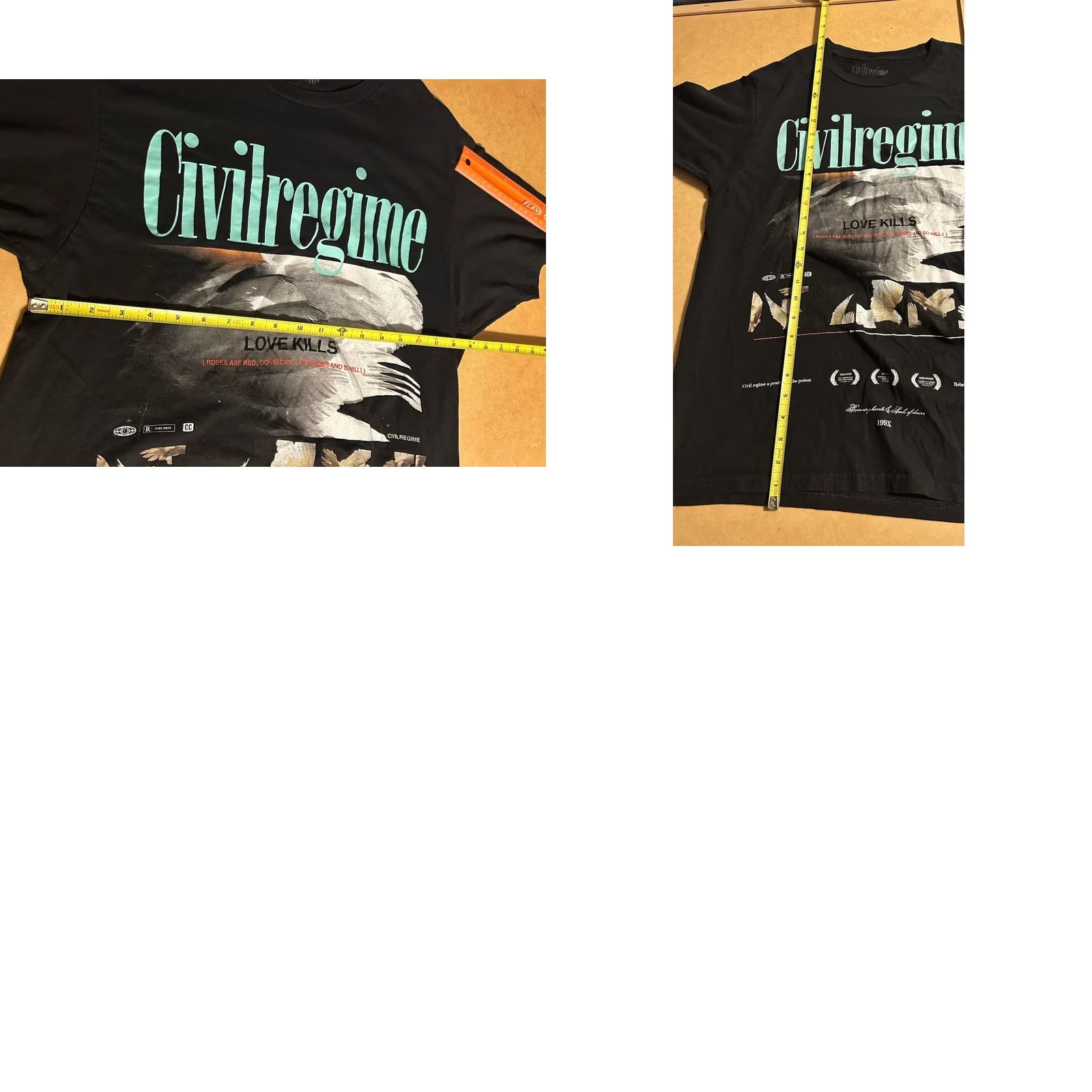 Vintage Civilregime Love Kills Shirt Adult Medium Black Short Sleeve Graphic Print Logo Crew Neck T-Shirt Mens Regular Fit Cotton Knit 2010-2019 Size US M / EU 48-50 / 2 - 9 Thumbnail