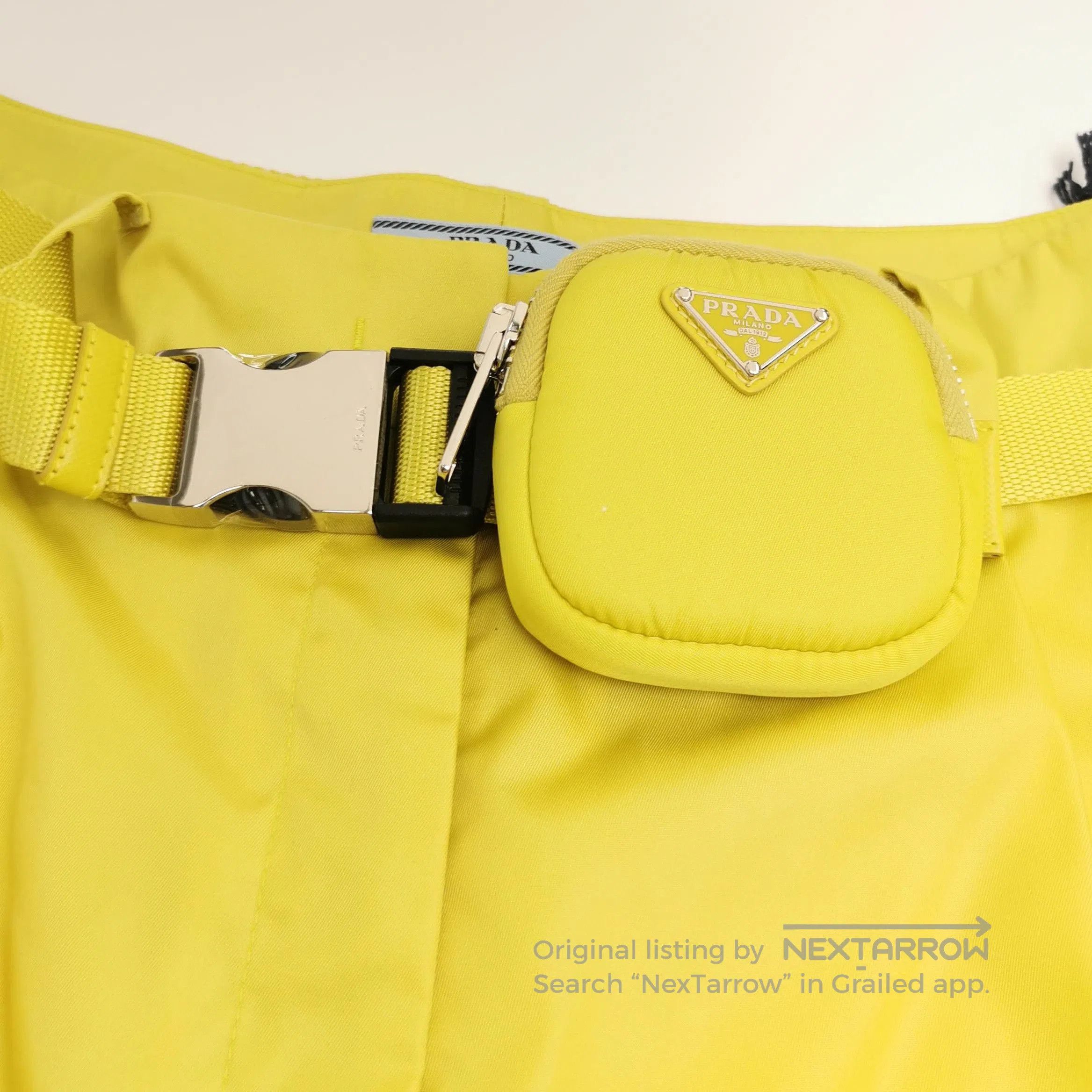 Prada Prada Yellow Belted Shorts with Pockets . Size 39" - 3 Thumbnail