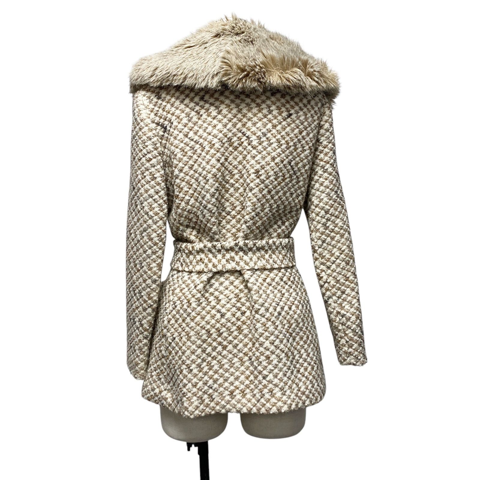 & Other Stories Vintage Womens Size 8 Fur Collar Tweed Button Up Coat Size M / US 6-8 / IT 42-44 - 11 Thumbnail