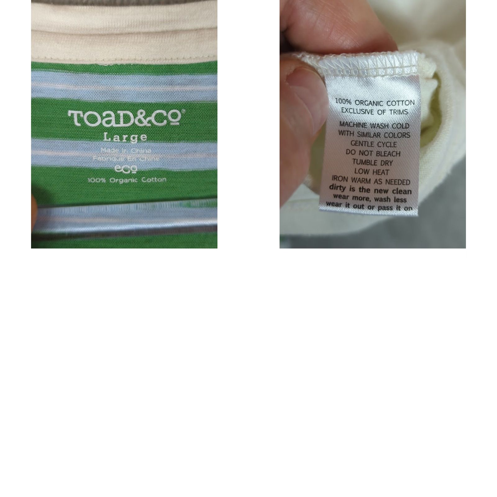 Toad&Co Toad&Co Womens L Organic Cotton Tee Shirt Short Sleeve Creamy White Pocket Striped Back Casual Comfortable Vintage: No Size L / US 10 / IT 46 - 8 Thumbnail