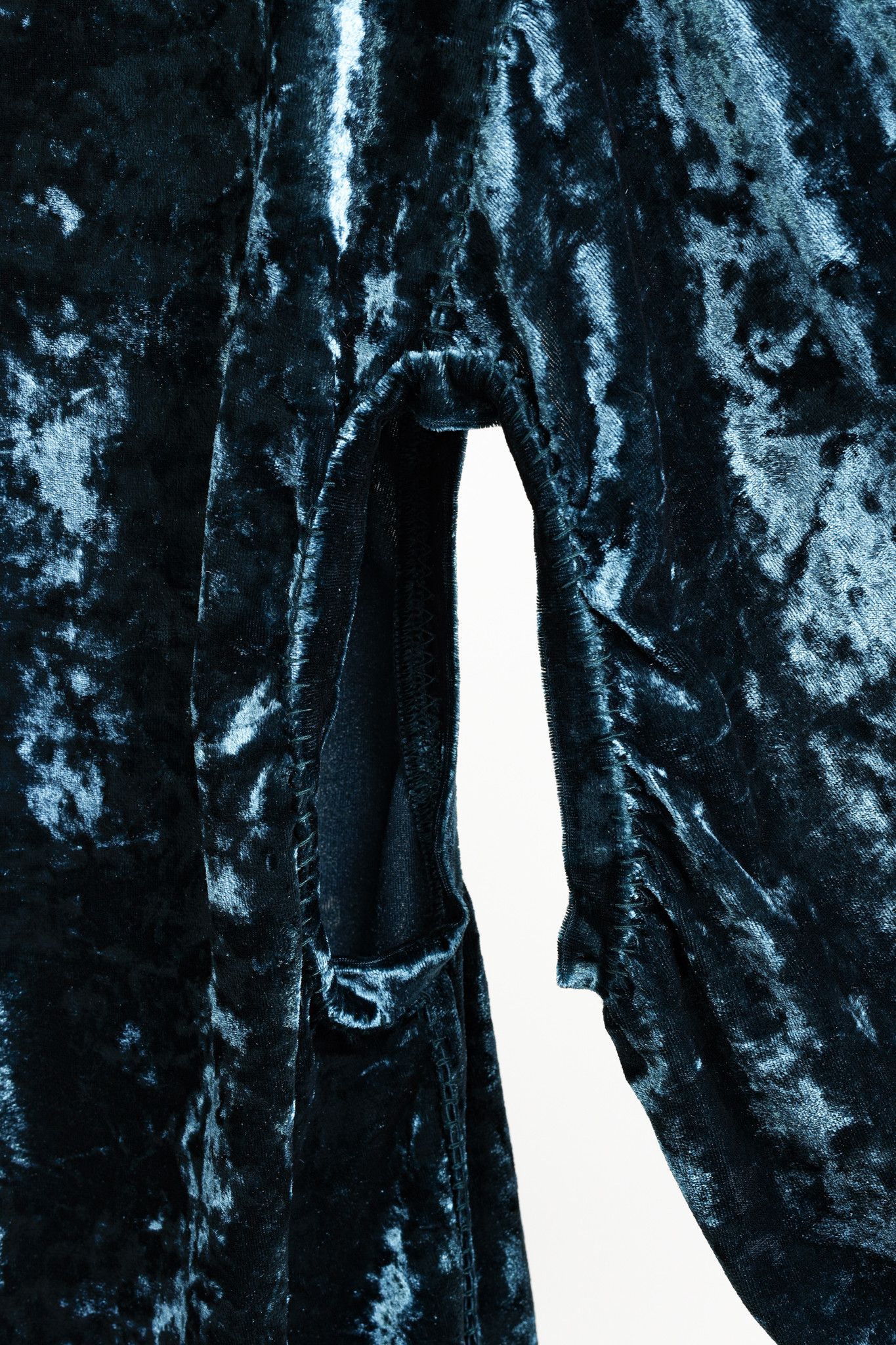 KOZABURO Kozaburo Teal Velvet Long Sleeve Cut-Outs Top Size L / US 10 / IT 46 - 7 Thumbnail