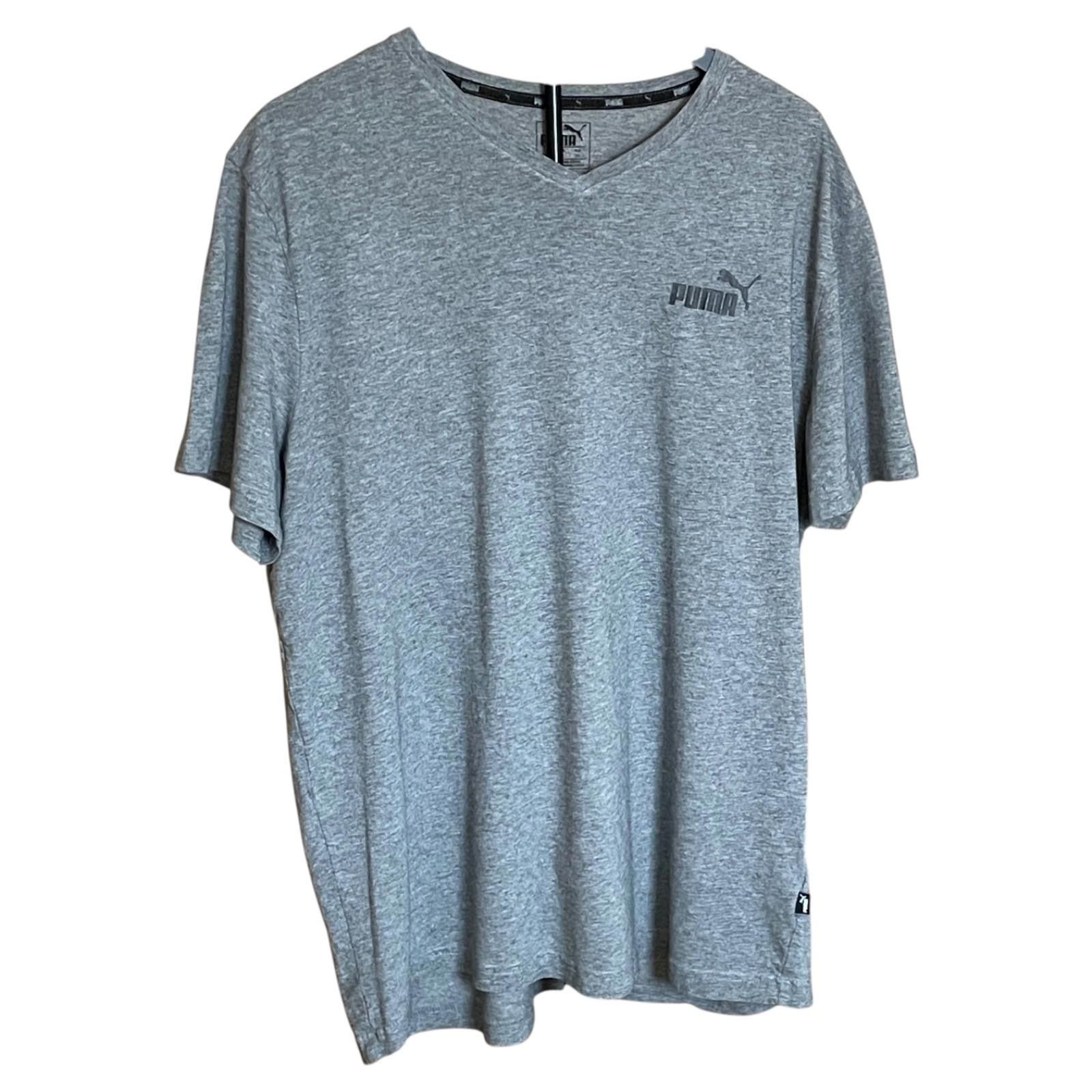Puma Puma Mens XL Gray V-Neck T-Shirt SS Athletic Casual Tee Size US XL / EU 56 / 4 - 1 Thumbnail