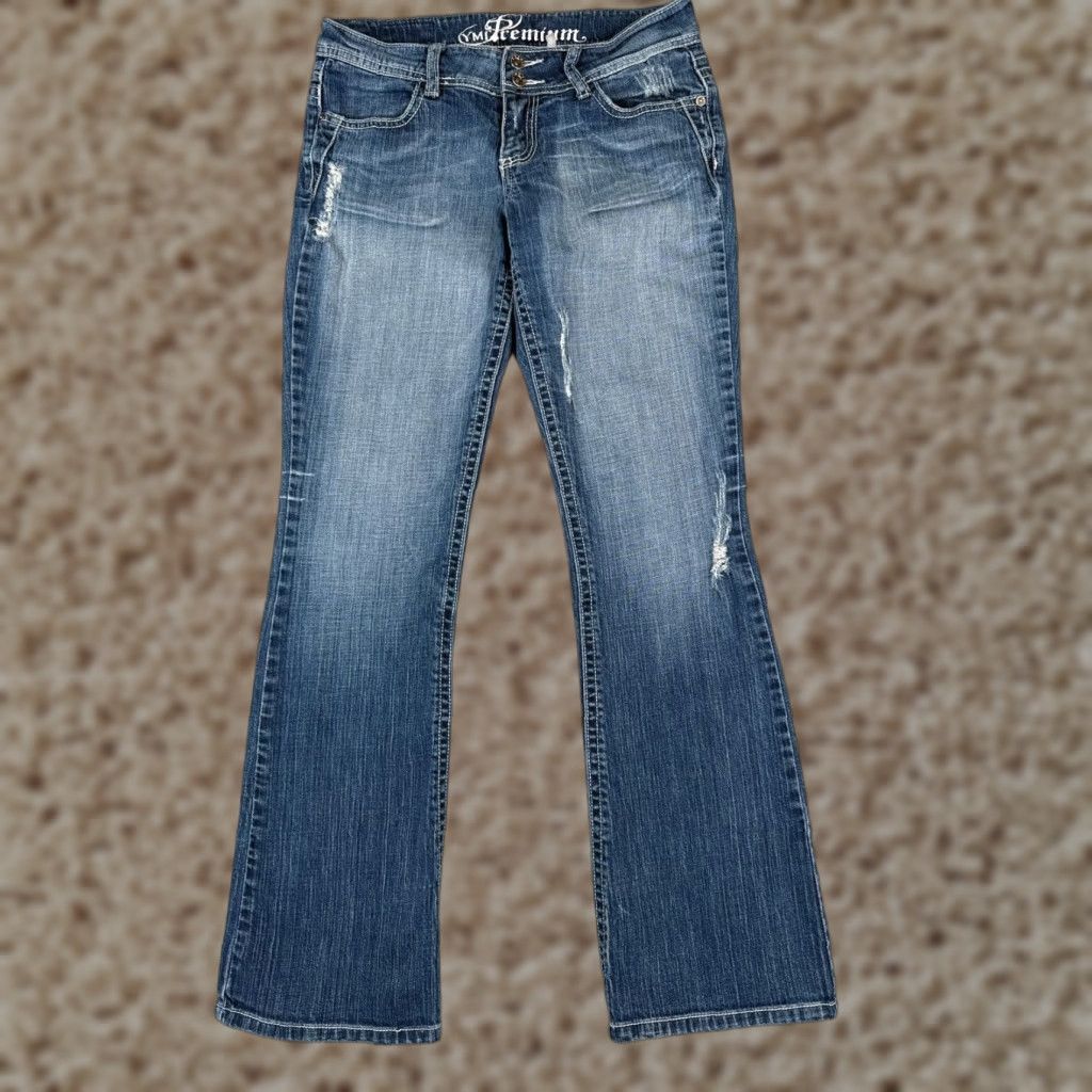 Vintage VINTAGE YMI Jeans Womens Bootcut Denim Pants 27x30 Low Rise Distressed Stretch Cotton 80s Size 25" / US 0 / IT 36 - 1 Thumbnail