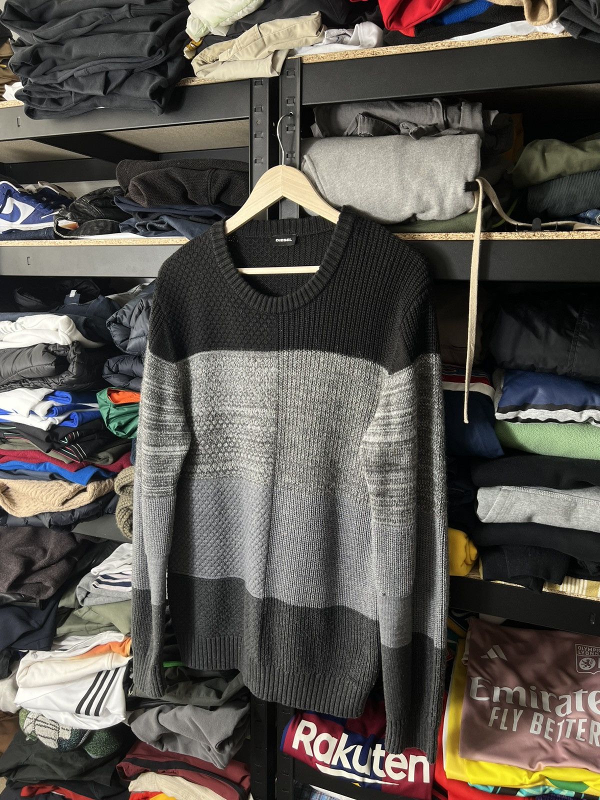 Diesel Diesel Knit Sweater Patchwork Grey Black Wool Mohair Size L Size US L / EU 52-54 / 3 - 1 Thumbnail