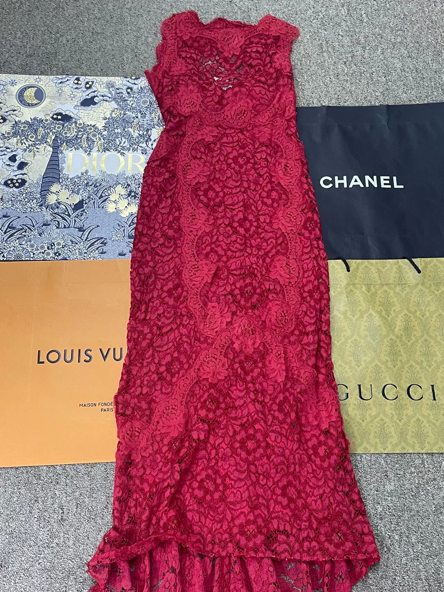 Dolce & Gabbana Dolce&Gabbana Red Lace Sleeveless Long Dress Size M / US 6-8 / IT 42-44 - 1 Thumbnail