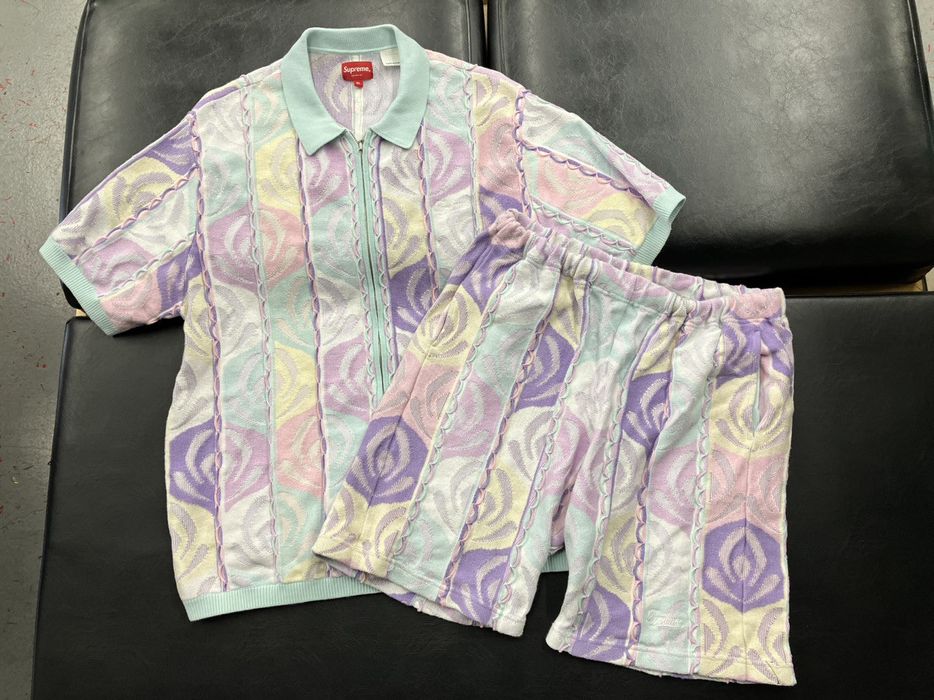 Supreme Supreme Abstract Textured Zip Up Polo Set (Shirt & Shorts