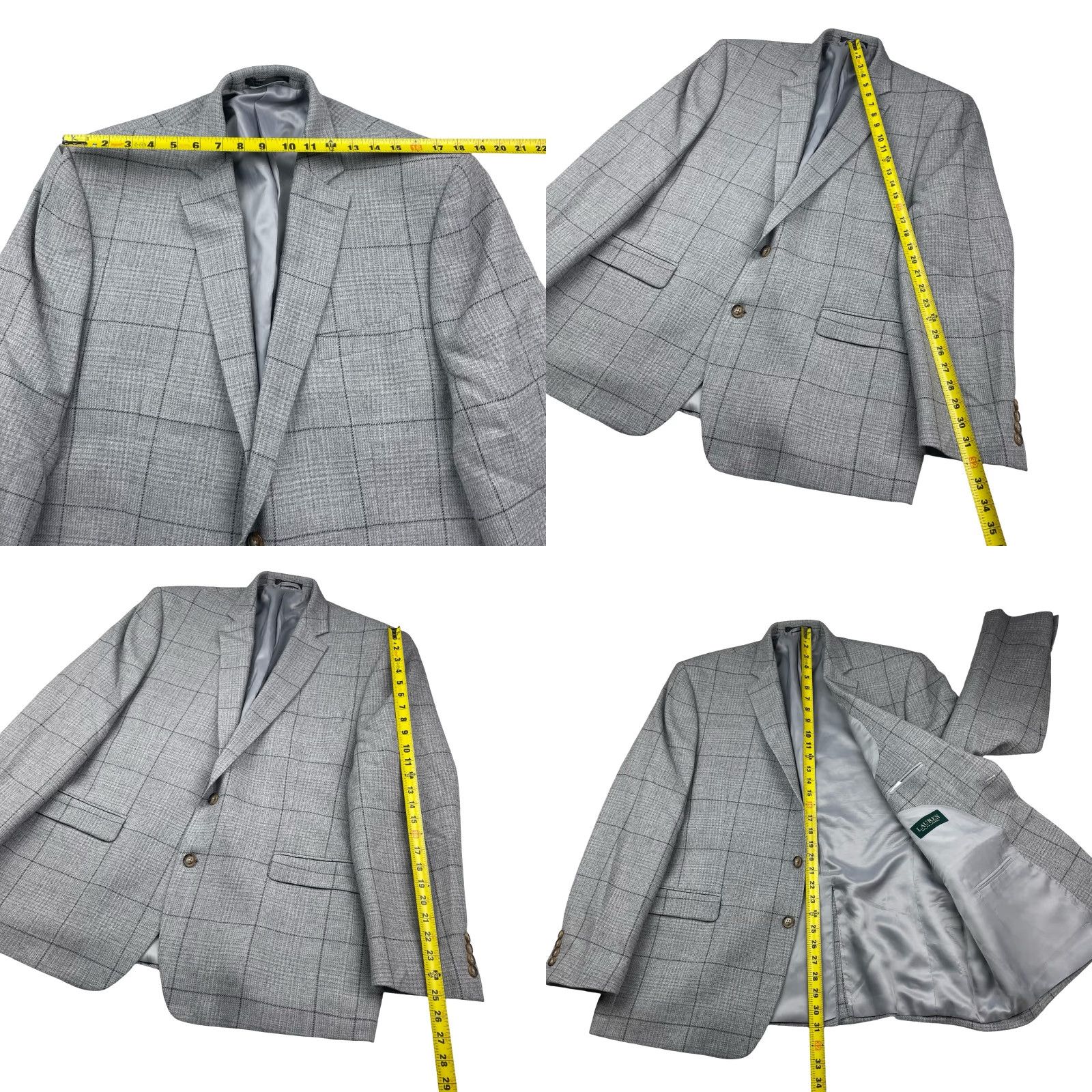 Ralph Lauren VINTAGE? No. Ralph Lauren LRL Men's Blazer Gray Plaid Two Button Wool Polyester 46R Regular Notch Lapel Jacket Size 46R - 8 Thumbnail