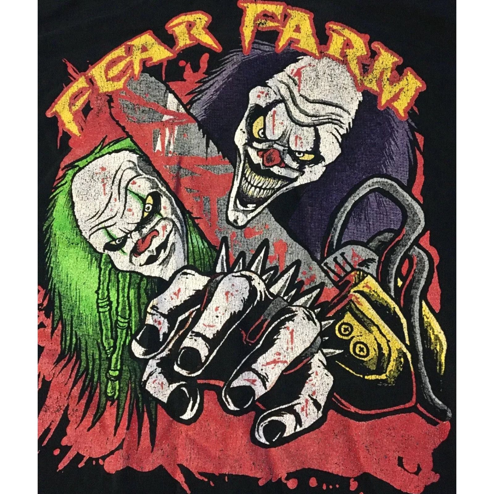 Vintage VINTAGE Fear Farm Haunted House Clowns Shirt XL Black Grunge 90s 80s ICP Juggalo Size US XL / EU 56 / 4 - 4 Thumbnail