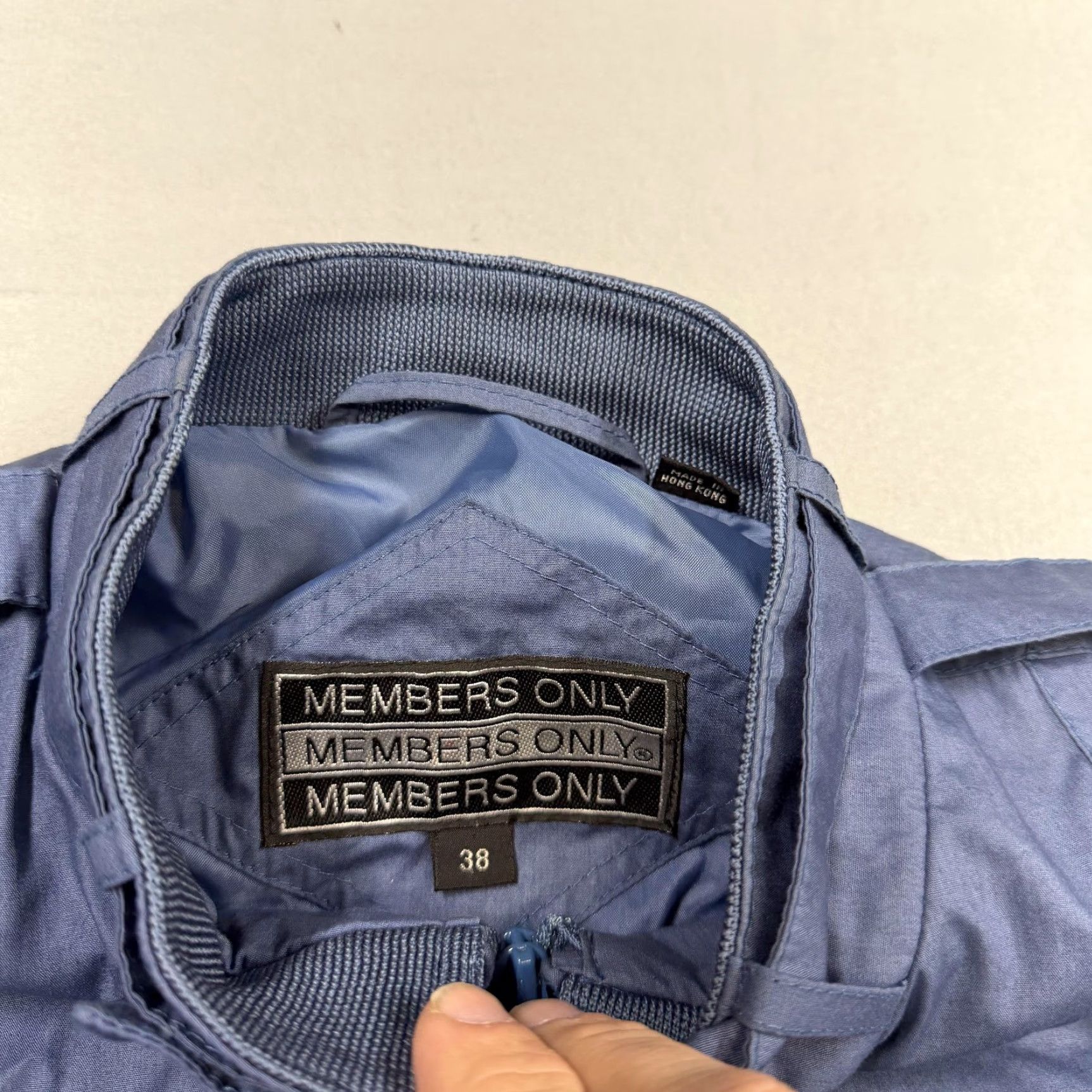 Members Only Vintage Members Only Jacket Mens 38 Blue Bomber Full Zip 80s Hong Kong Classic Lightweight Pockets Stand-Up Collar Zip Solid Reg Erwachsene Mens Size US XXS / EU 40 - 4 Thumbnail