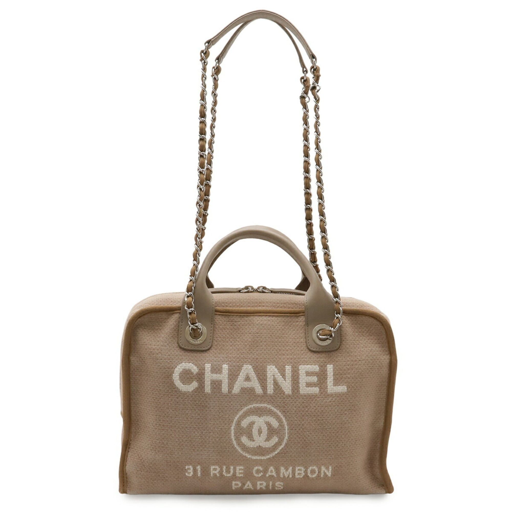 Chanel CHANEL Deauville Bowling Bag, Handbag, Chain Shoulder Canvas, Brown Beige, A92749 Size ONE SIZE - 1 Thumbnail