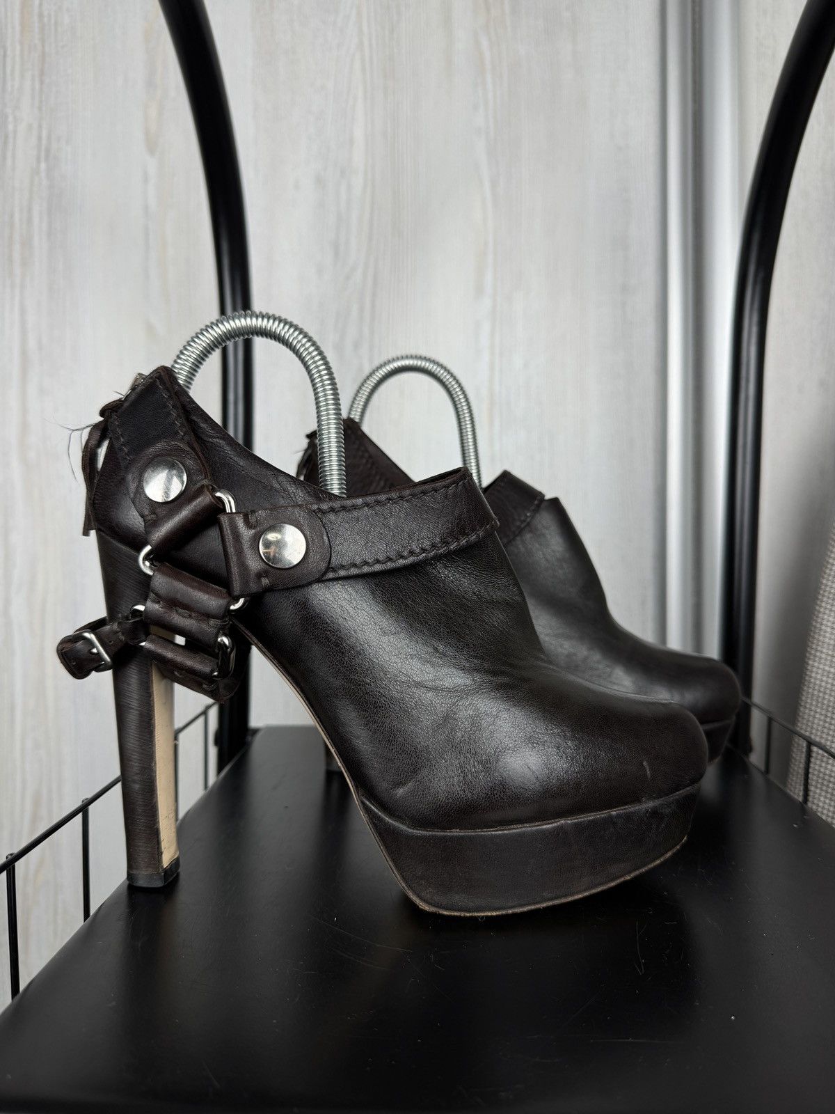 Miu Miu MIU MIU Biker Pumps Boots Heels Women's Brown Leather 39.5 Size US 9.5 / IT 39.5 - 2 Thumbnail