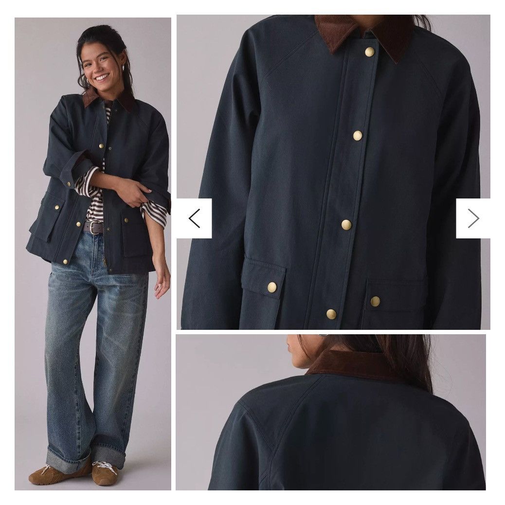 ASTR The Label ASTR The Label Rylan Cotton NAVY Barn Jacket Corduroy Collar Size L / US 10 / IT 46 - 9 Thumbnail