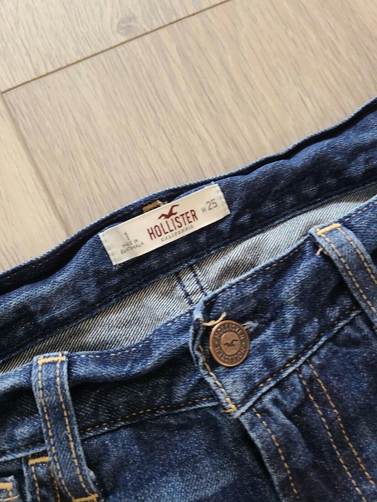 Designer Hollister Jeans Size 1 Distressed Dark Skinny Low Rise w 25 Size 25" / US 0 / IT 36 - 4 Thumbnail