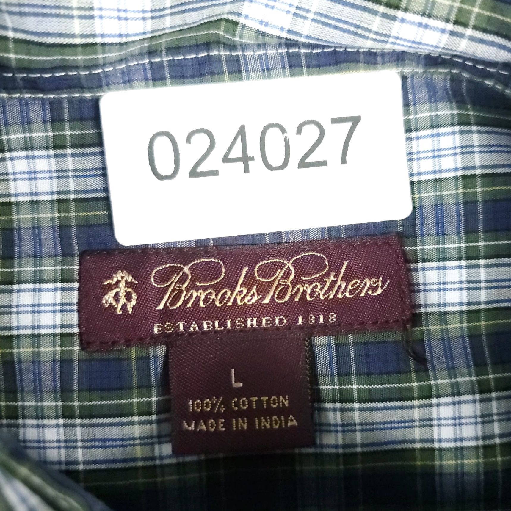 Brooks Brothers Brooks Brothers Shirt Mens Large Blue Plaid Button-Up Long Sleeve Casual/Formal Classic Preppy American 346 Cotton, Regular Fit, Button-Down Collar Size US L / EU 52-54 / 3 - 6 Thumbnail