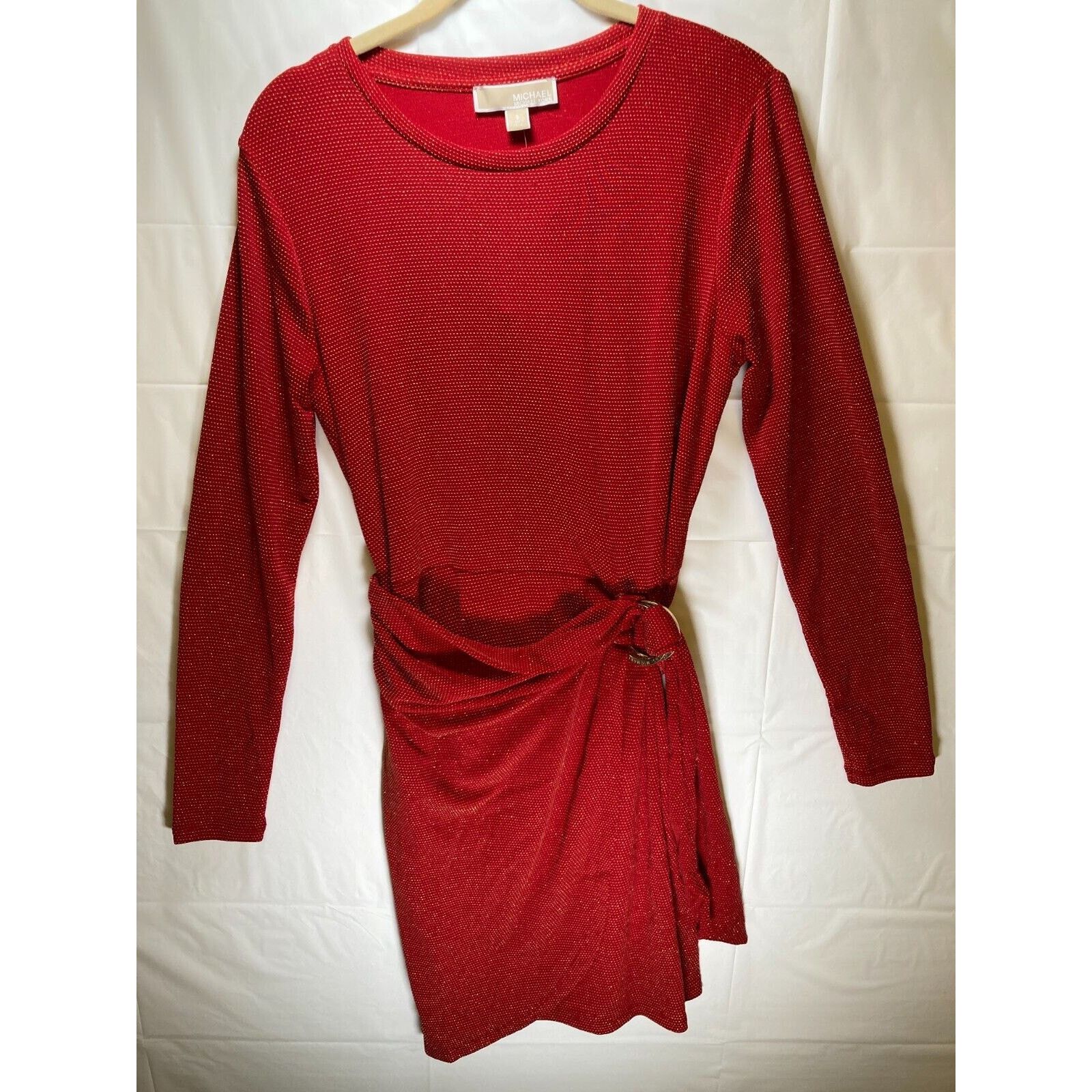 Michael Kors Michael Kors Women's Red Metallic D-Ring Tie T-Shirt Dress S Size S / US 4 / IT 40 - 2 Thumbnail
