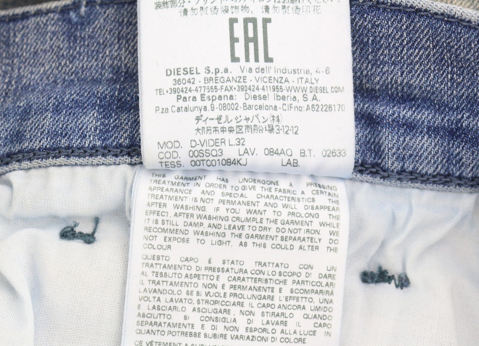Diesel D-VIDER 084AQ W30/L32 Blue Distress Drop Crotch Jeans 89130 Size US 30 / EU 46 - 9 Thumbnail