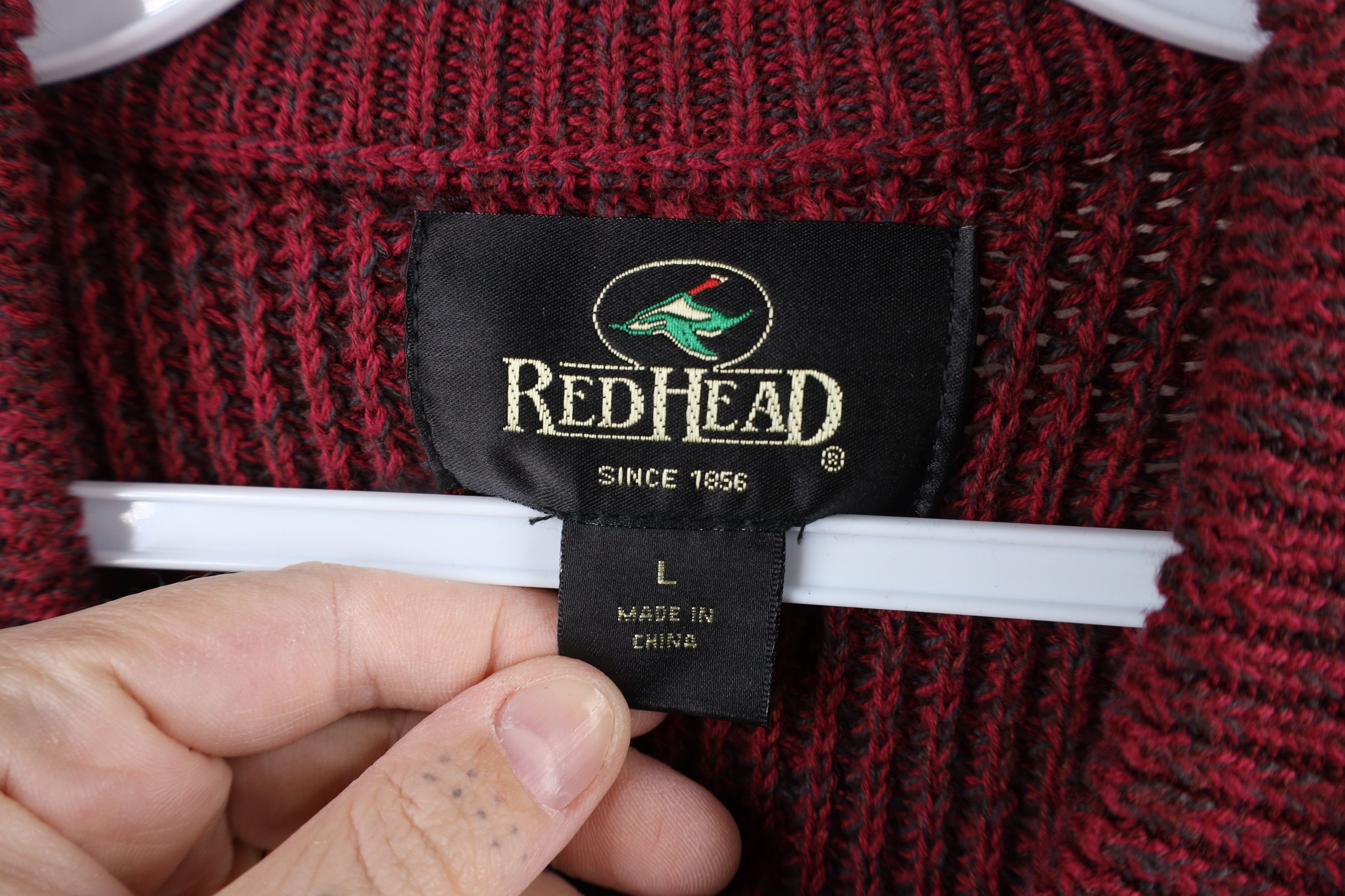 Vintage Vintage 90s Streetwear Chunky Ribbed Knit Henley Sweater Red Size US L / EU 52-54 / 3 - 5 Thumbnail