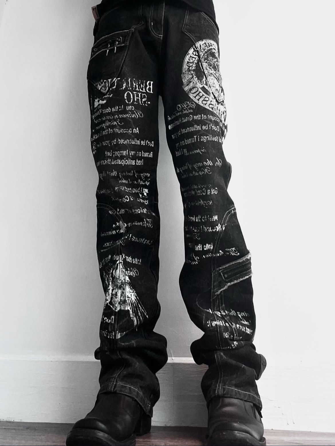 BERNINGS SHO 2000s Berning Sho Avant-Garde Flared Jeans Size US 32 / EU 48 - 2 Thumbnail