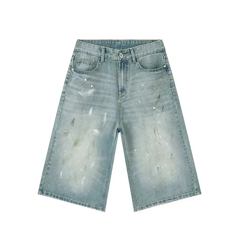 Japanese Brand Retro splashed ink dirty dyed denim shorts Size US 32 / EU 48 - 5 Thumbnail